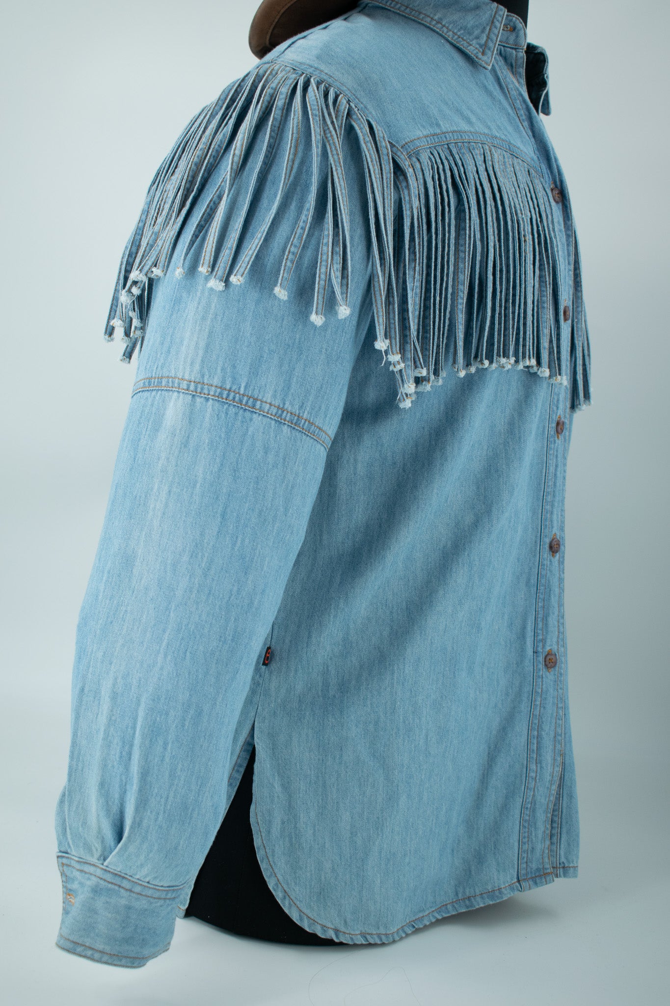 Palmer Jean Denim Jacket with Fringe Size Small