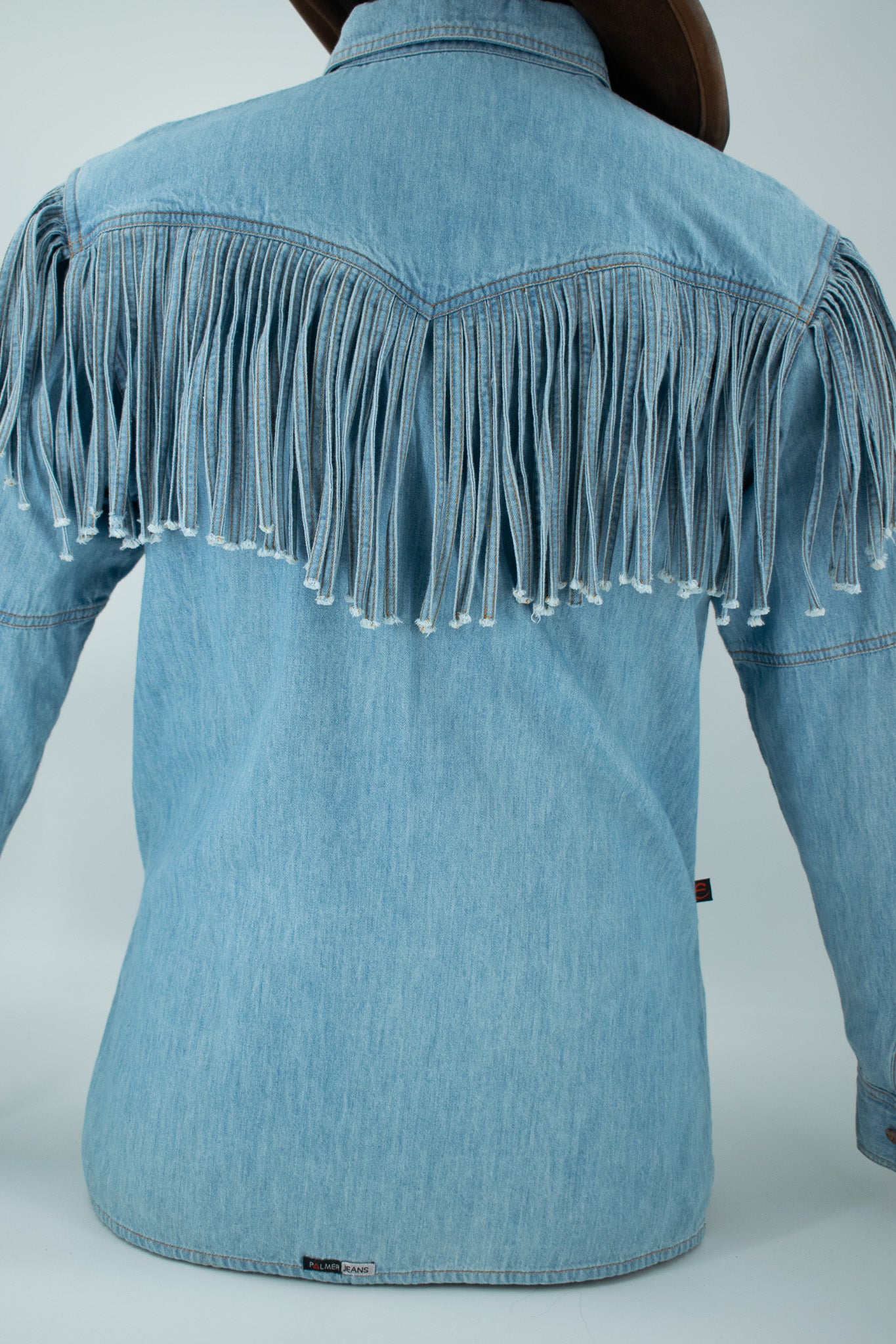 Palmer Jean Denim Jacket with Fringe Size Small