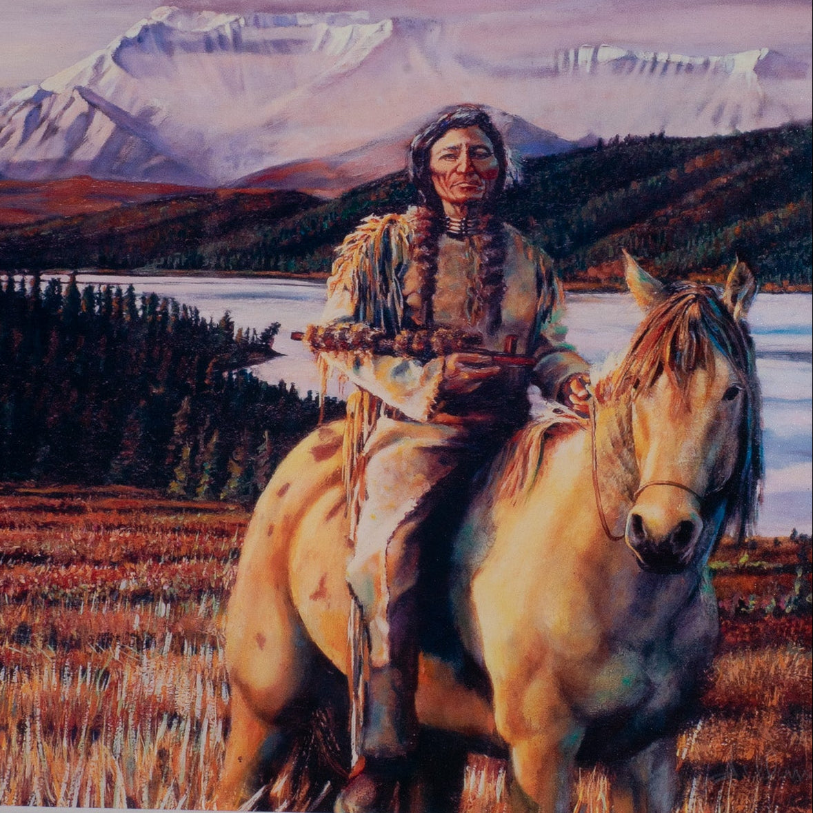 "Oyate Nimkte Wacin Yelo"  Jillana Original Painting of Native American on Horseback