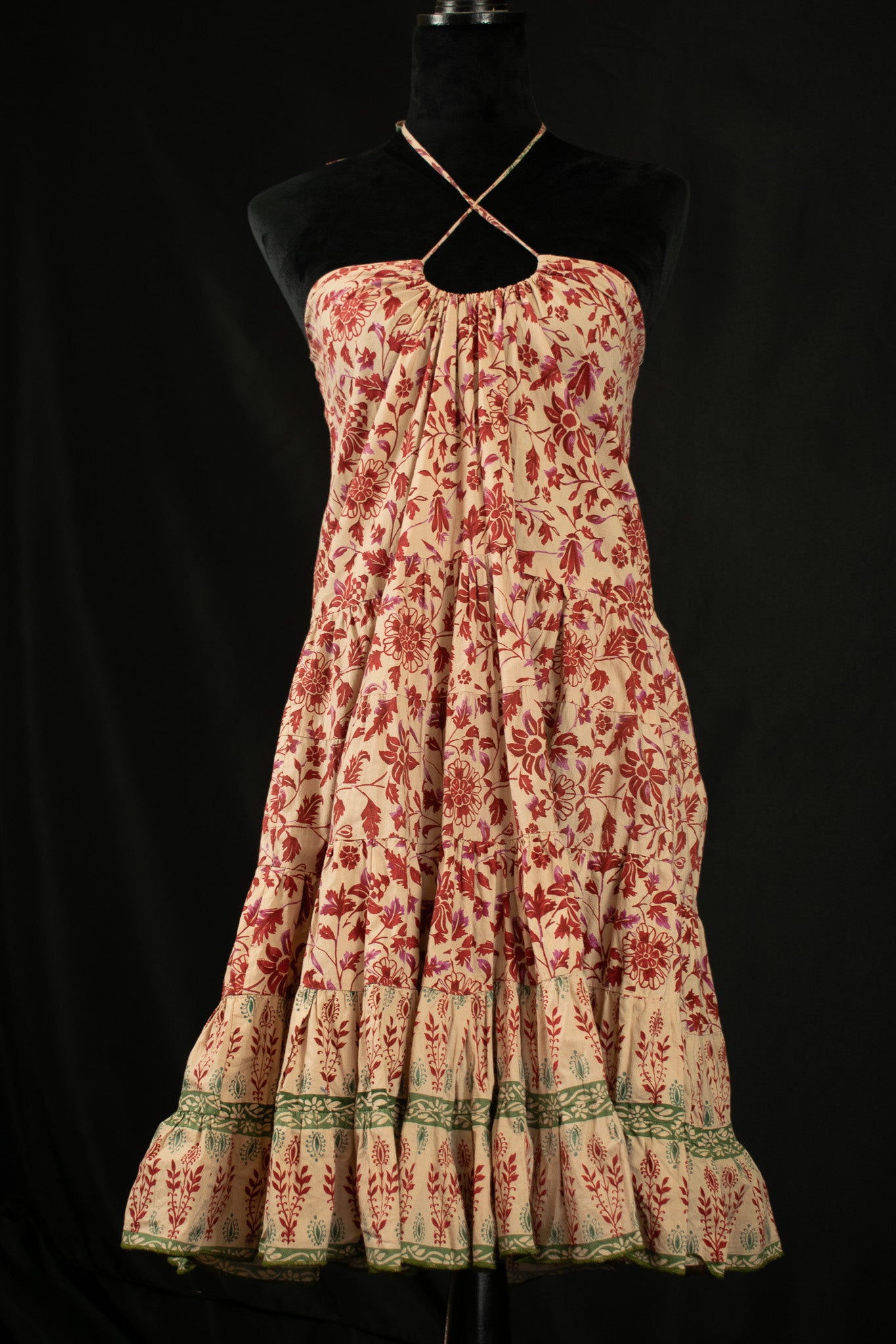 Angie Coral Pink Flowy Dress with V-Neck Tie