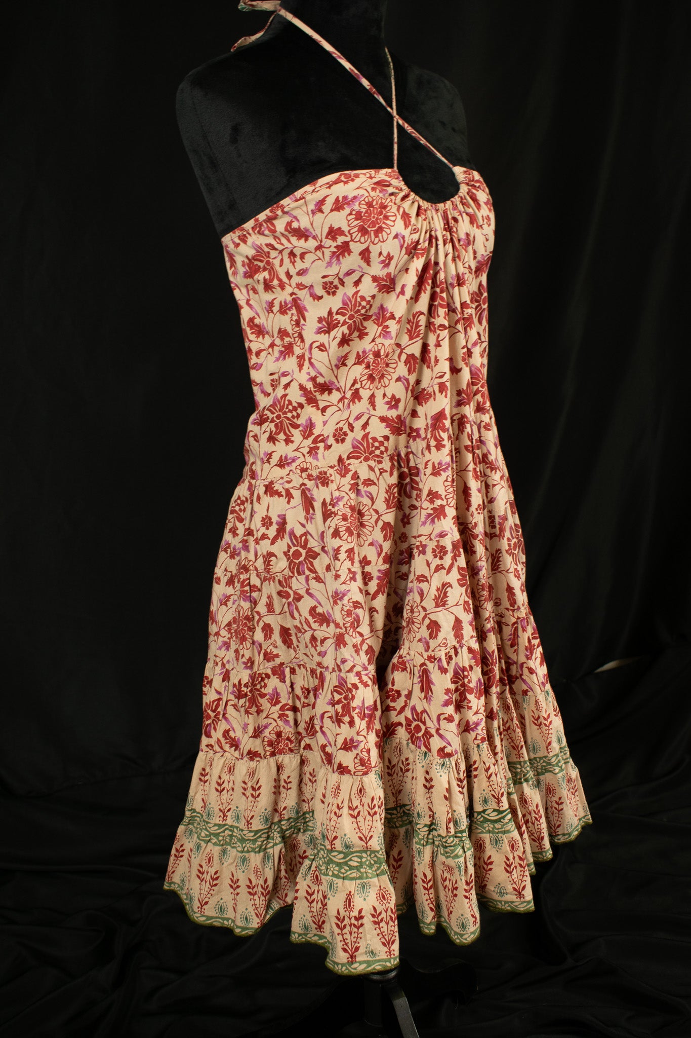 Angie Coral Pink Flowy Dress with V-Neck Tie