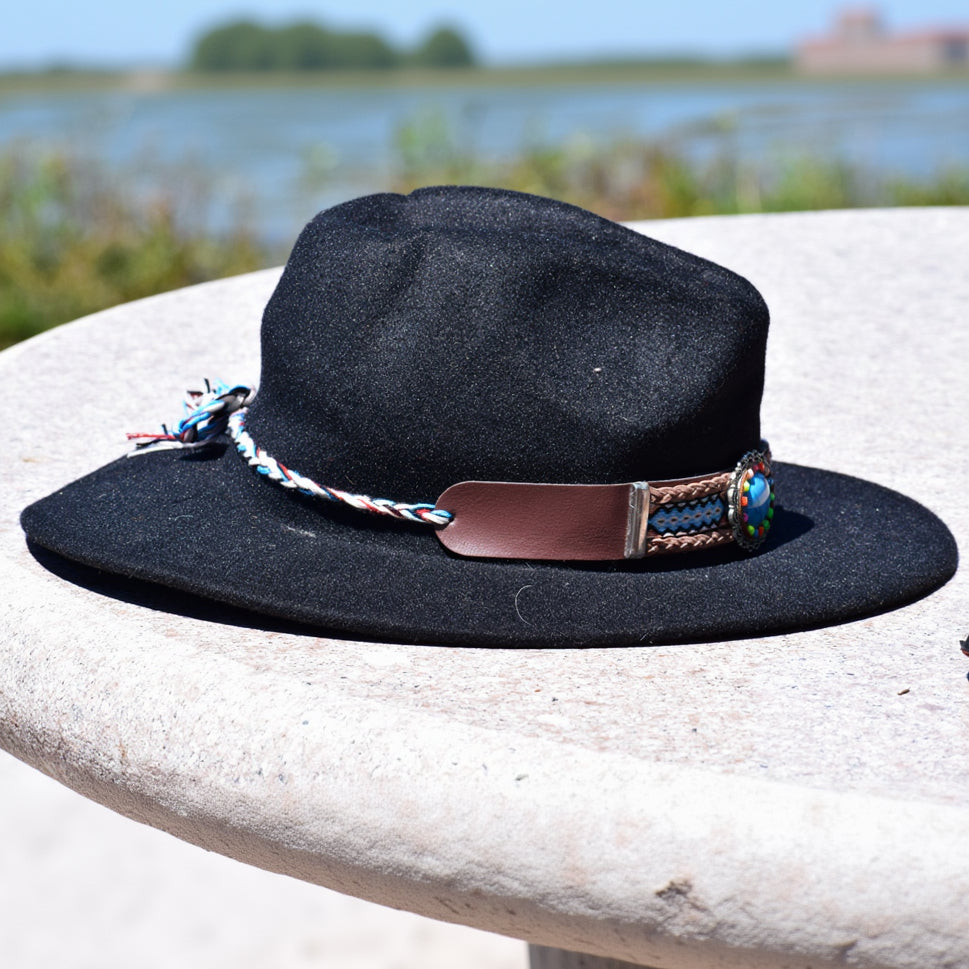 Black Felt Cowboy Hat with Hatband