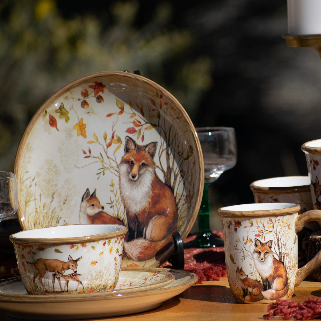 Certified International Pine Forest Animal 16 Piece Dinnerware Set, Service for 4