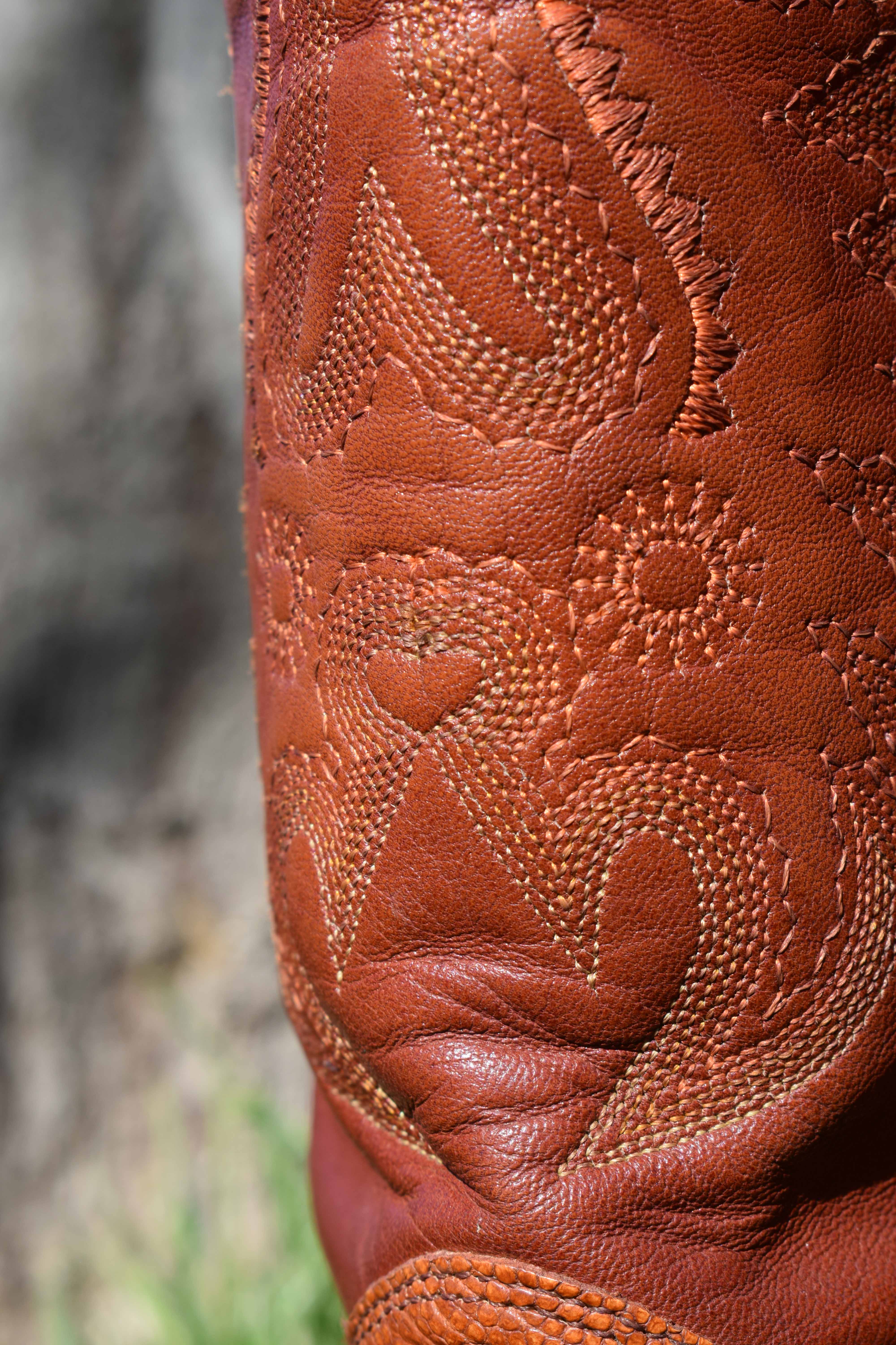Talla Ostrich Western Boots Mens Size 8 Brown Exotic Leather Cowboy Boots Mexico
