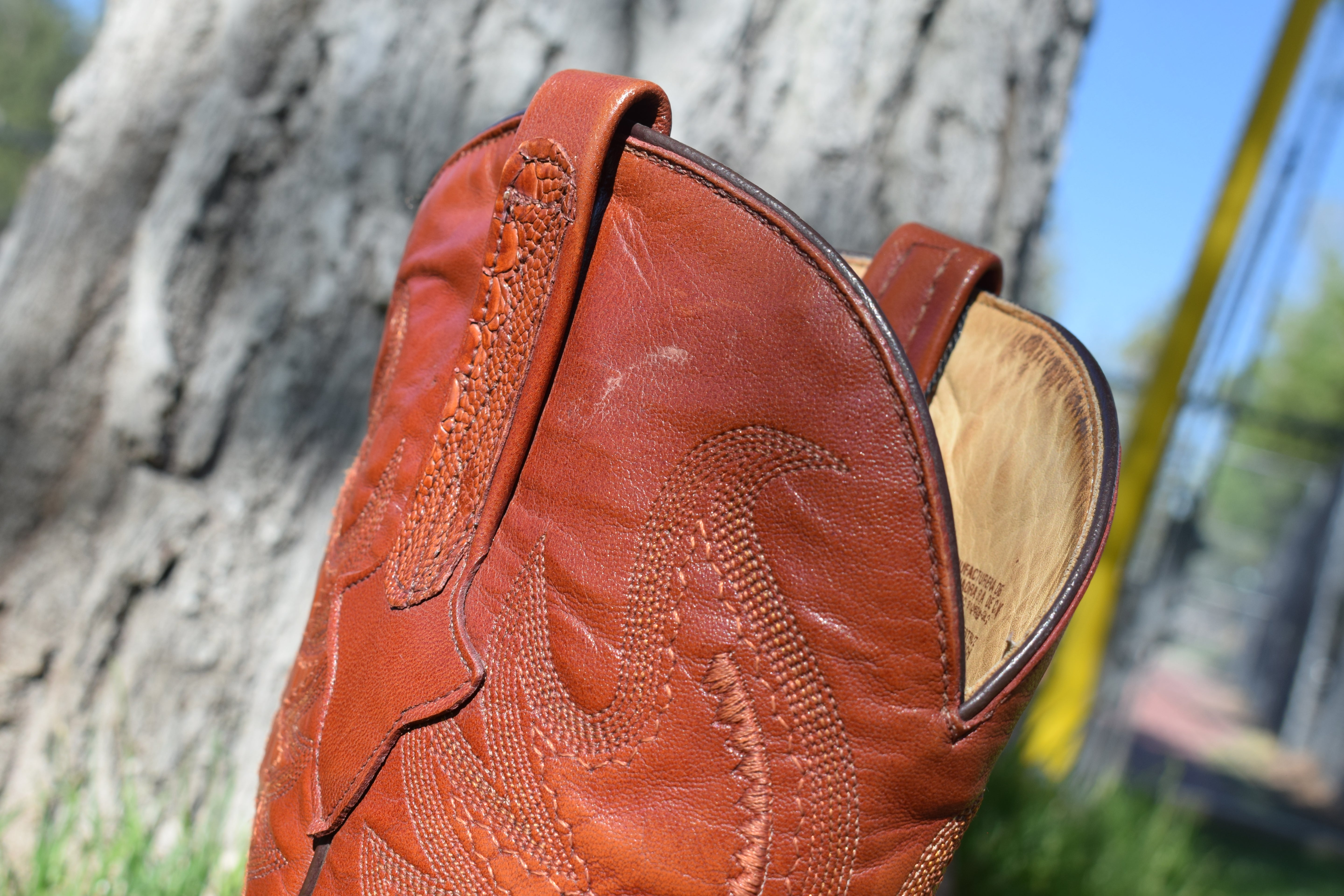 Talla Ostrich Western Boots Mens Size 8 Brown Exotic Leather Cowboy Boots Mexico
