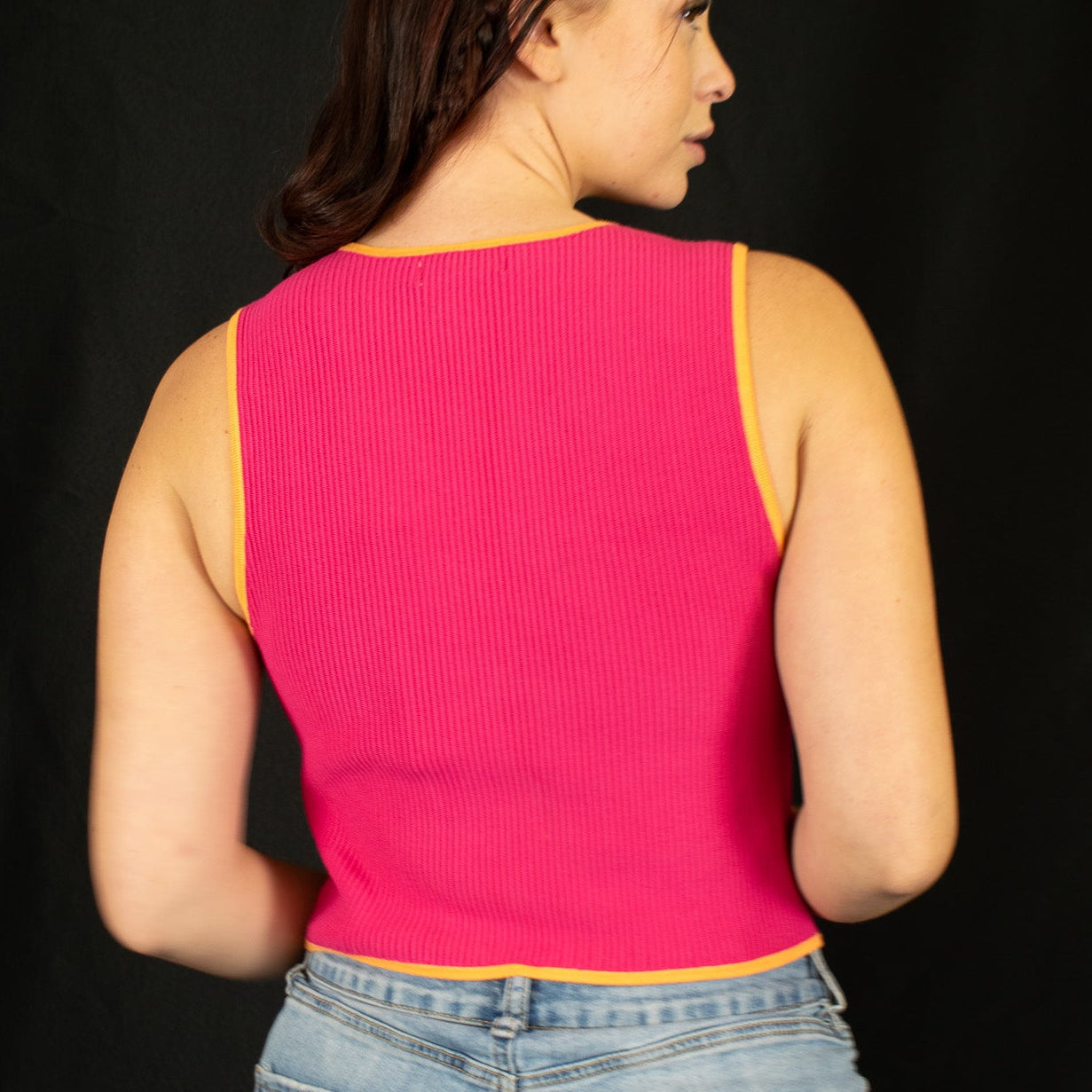 House of Harlow 1960 Luxe Essentials Pink with Orange Lining Halter Top Size Small