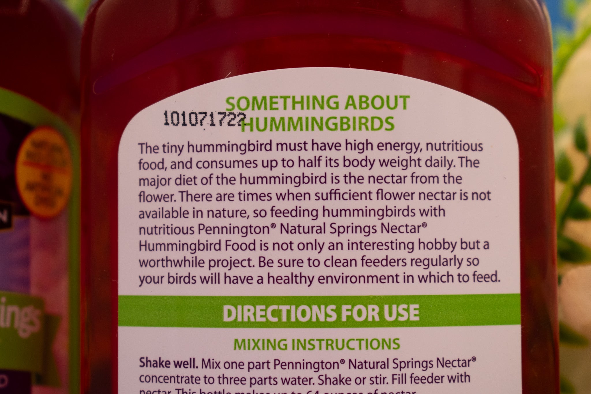 Pennington Ultra Natural Springs Nectar Hummingbird Food Concentrate
