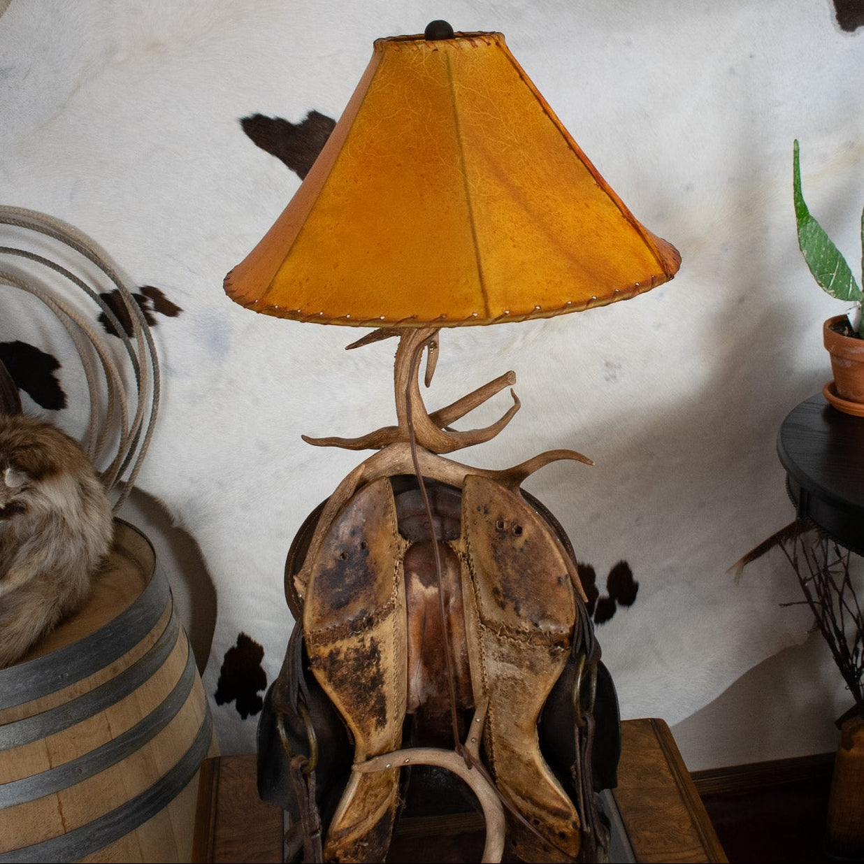 Horse Saddle Antler Lamp