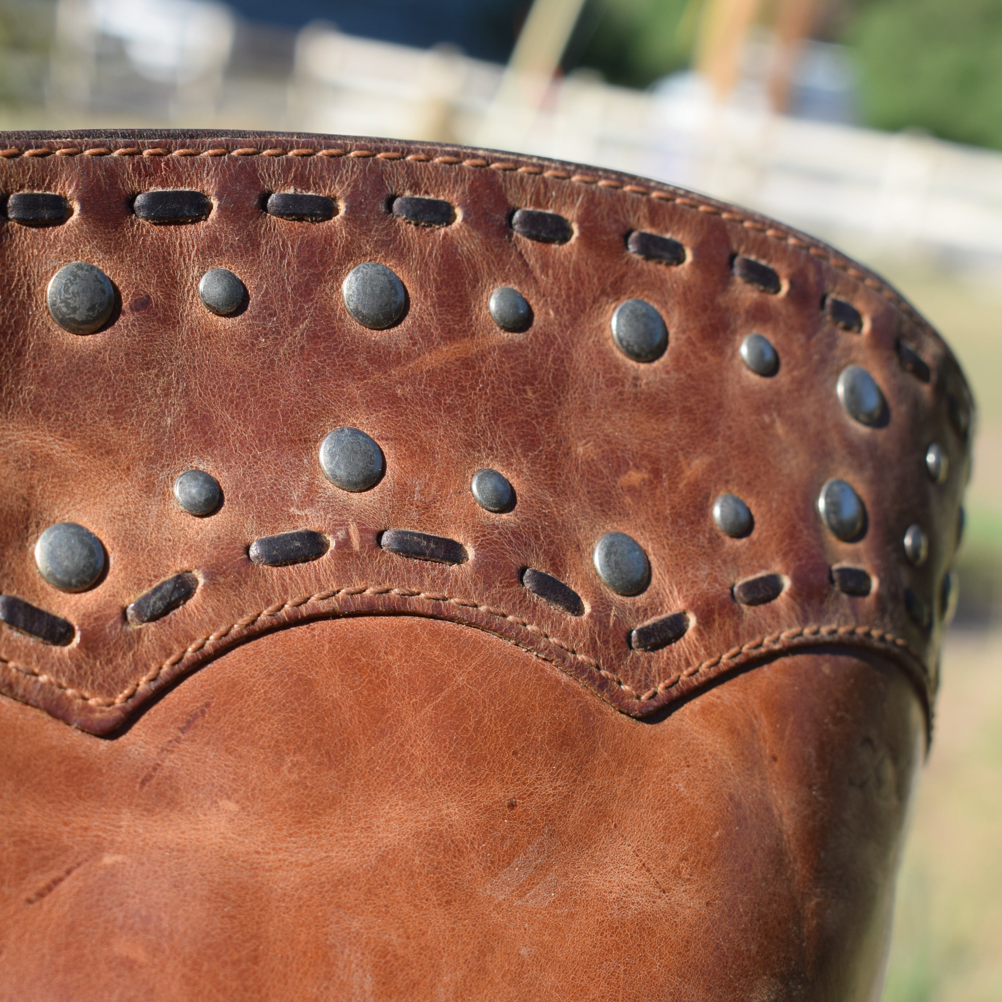 Women's Brown Leather Heart Cowgirl Boots