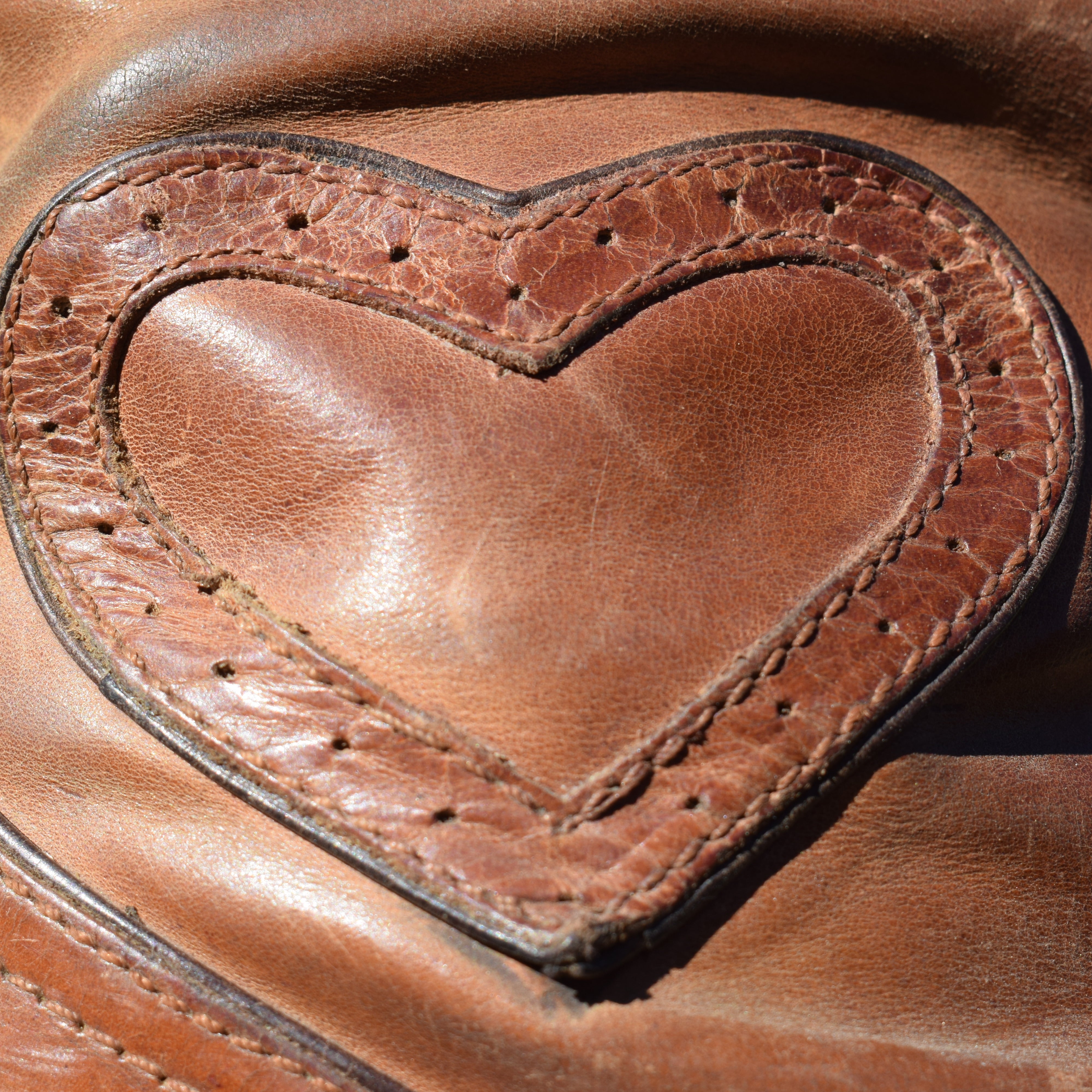 Women's Brown Leather Heart Cowgirl Boots