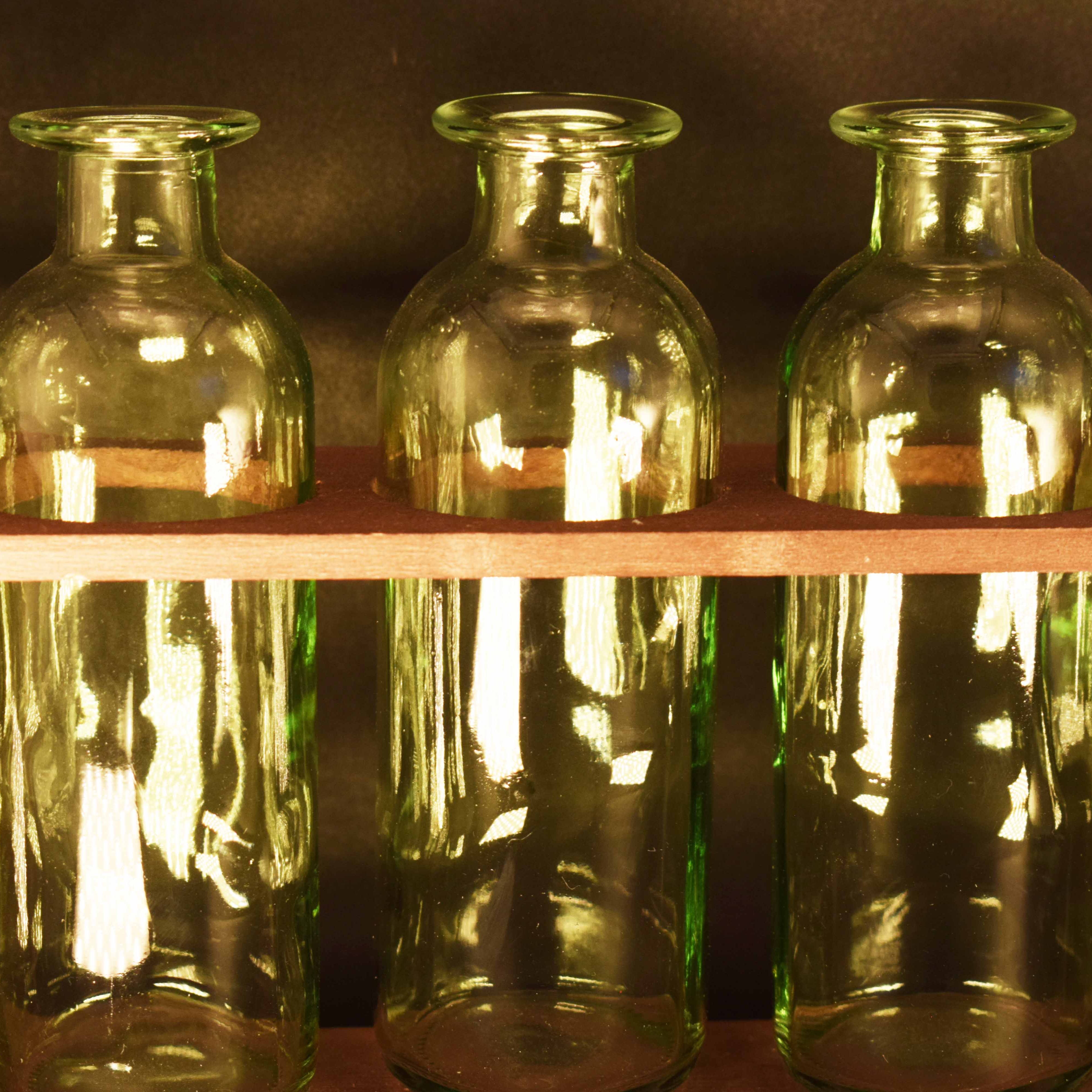 5-Piece Green Jar Decanter Set with Wood Holder