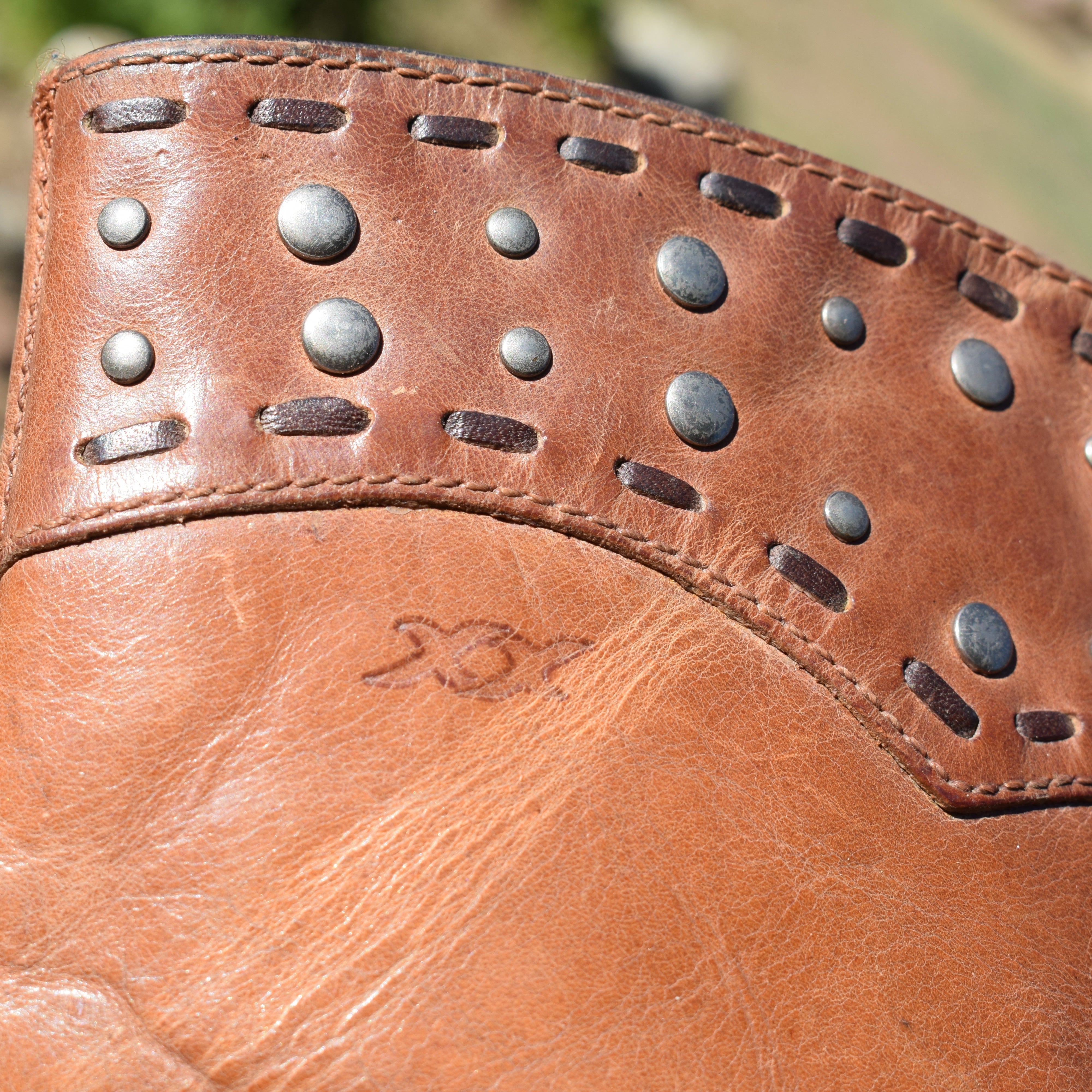 Women's Brown Leather Heart Cowgirl Boots
