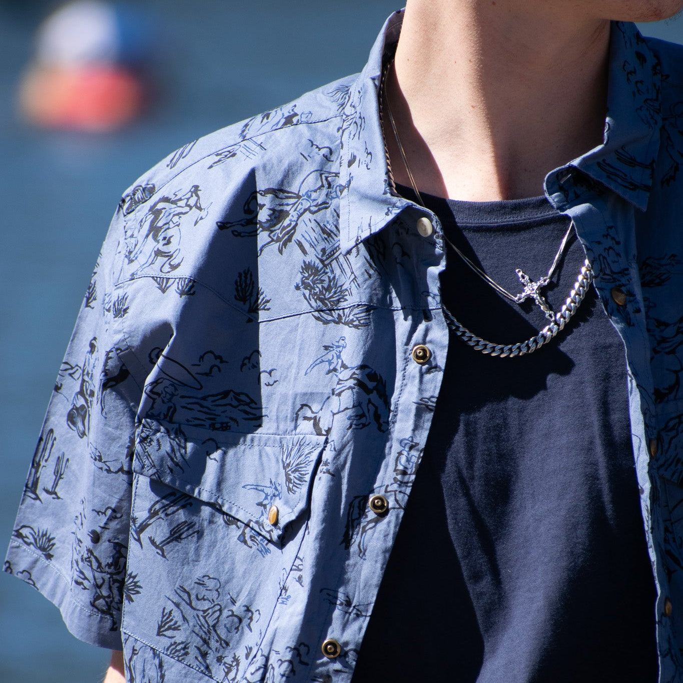 Pendleton Laramie Short Sleeve Shirt-Blue Lariat