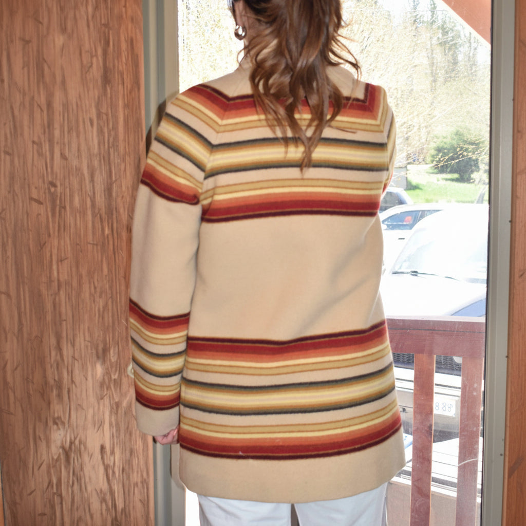 Pendleton Wool Coat Medium Striped Western Jacket Tan Archive 1929 Button Coat