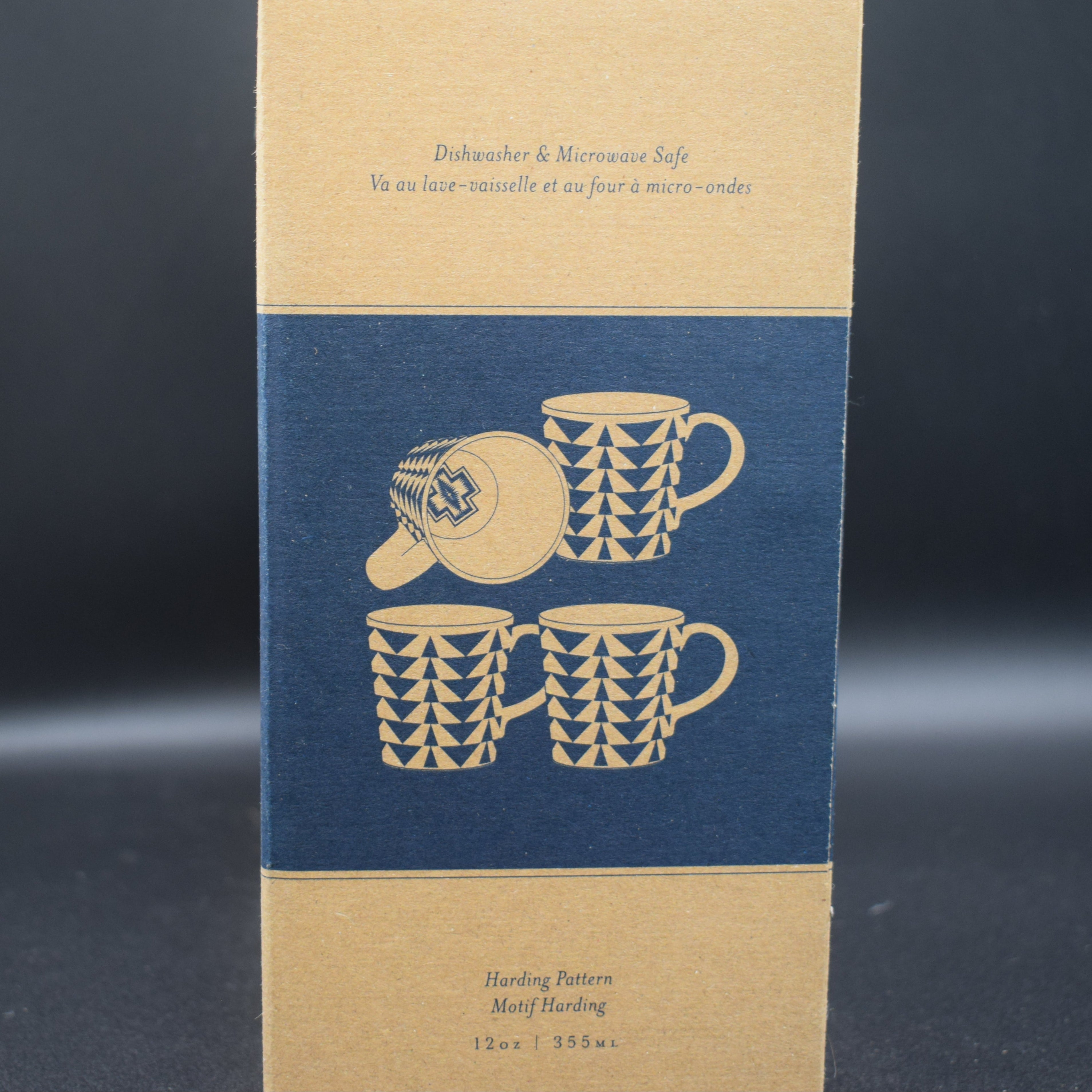 Pendleton 18 oz Ceramic Los Ojos Mug Black and White Aztec Design