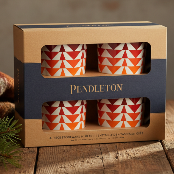 Set of 4 Pendleton Tapered 12 oz Mugs with Aztec Print