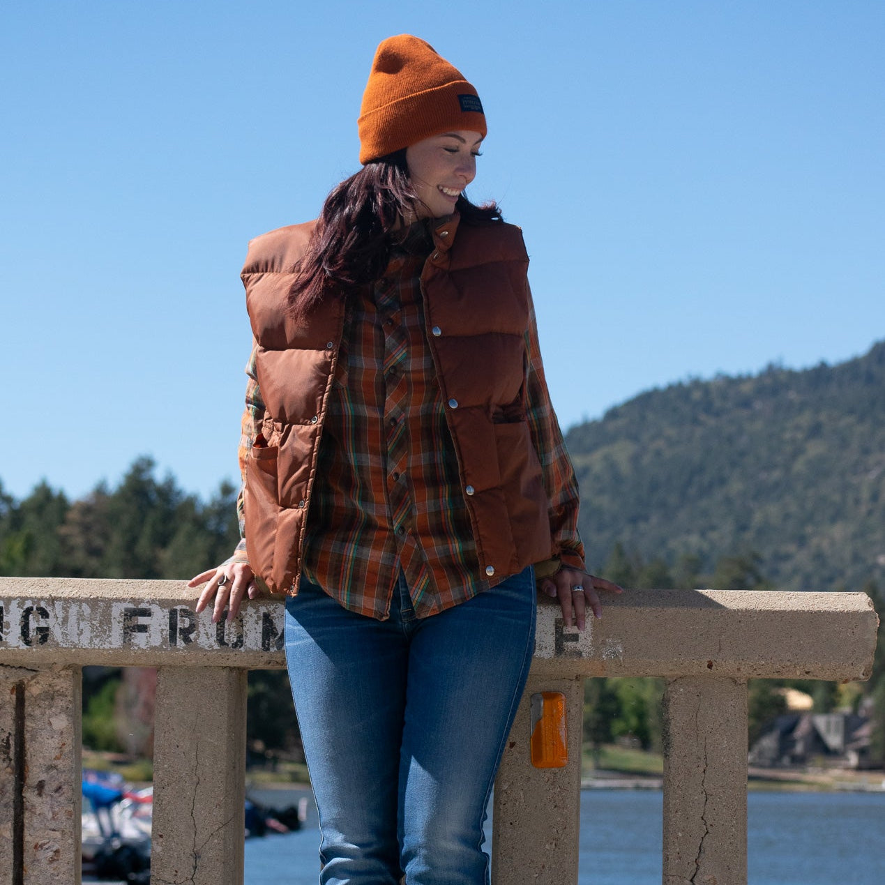 Reversible Tan and Burnt Orange Nylon Vest