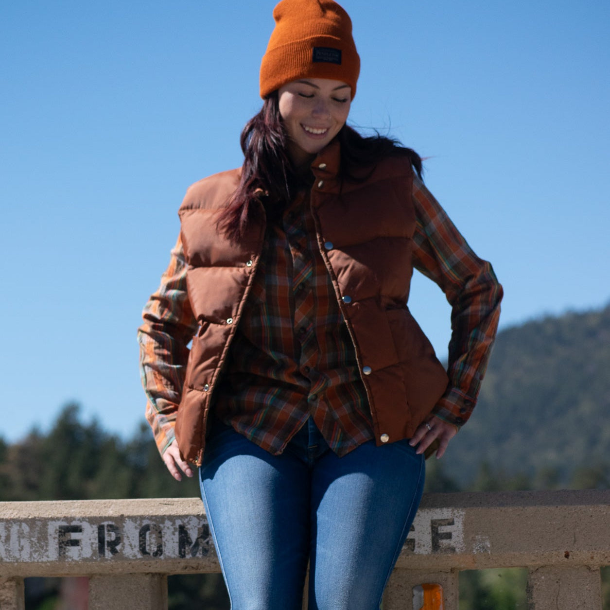 Reversible Tan and Burnt Orange Nylon Vest