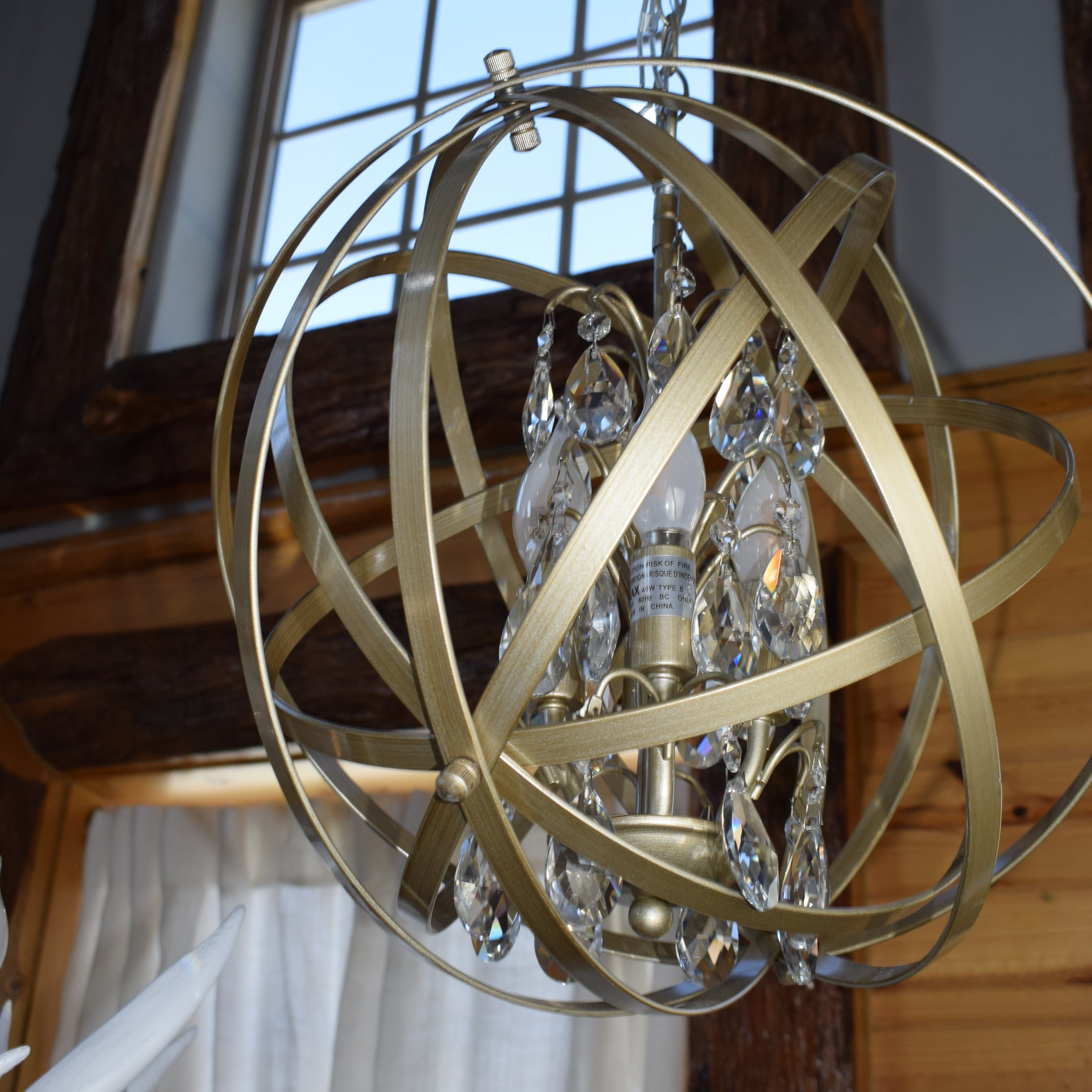 Elegant 4 Bulb Gold and Crystal Candelabra Chandelier