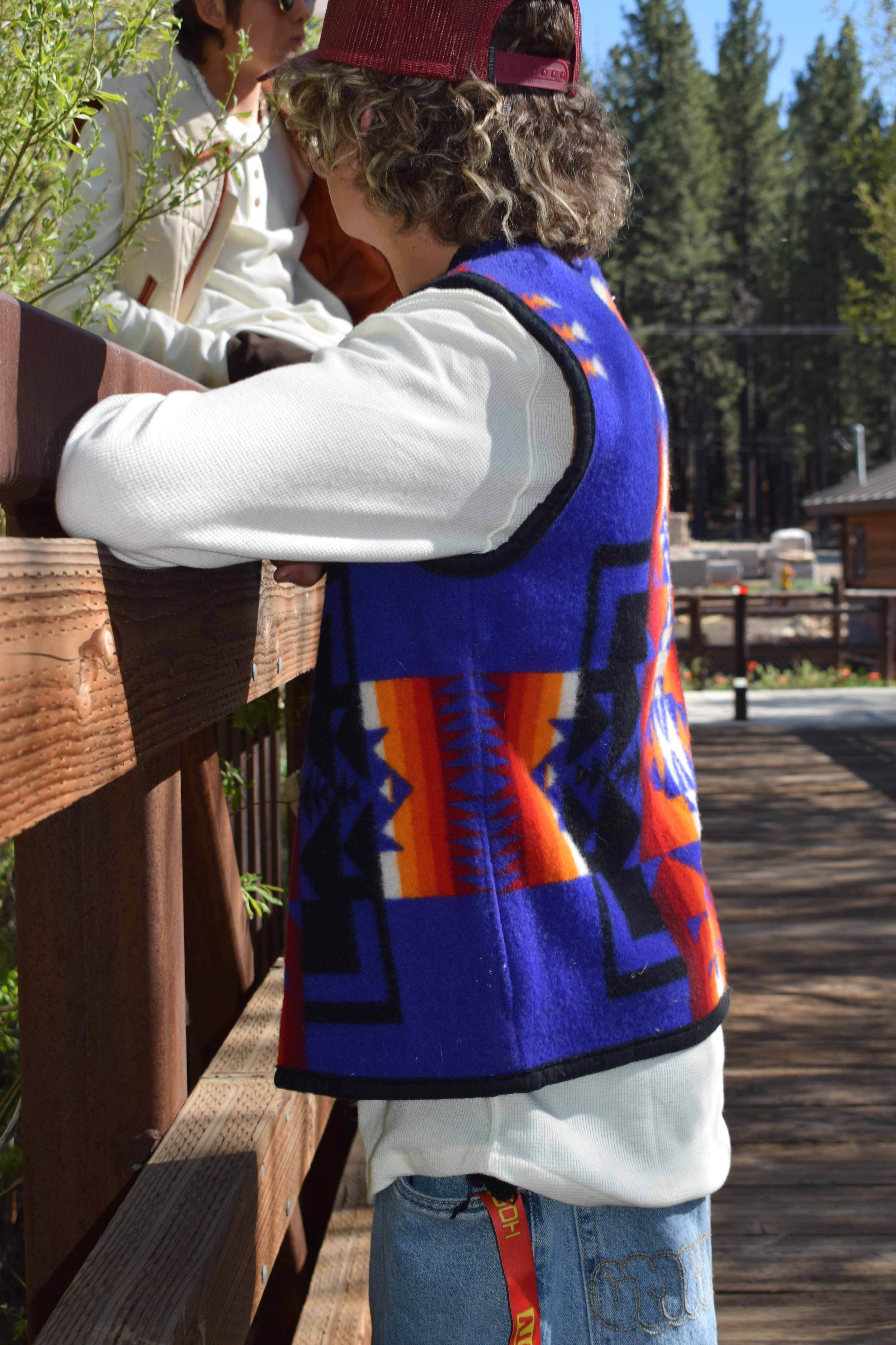 Handmade Pendleton Wool Vest Vintage Blanket Aztec Zip Up Western One of a Kind
