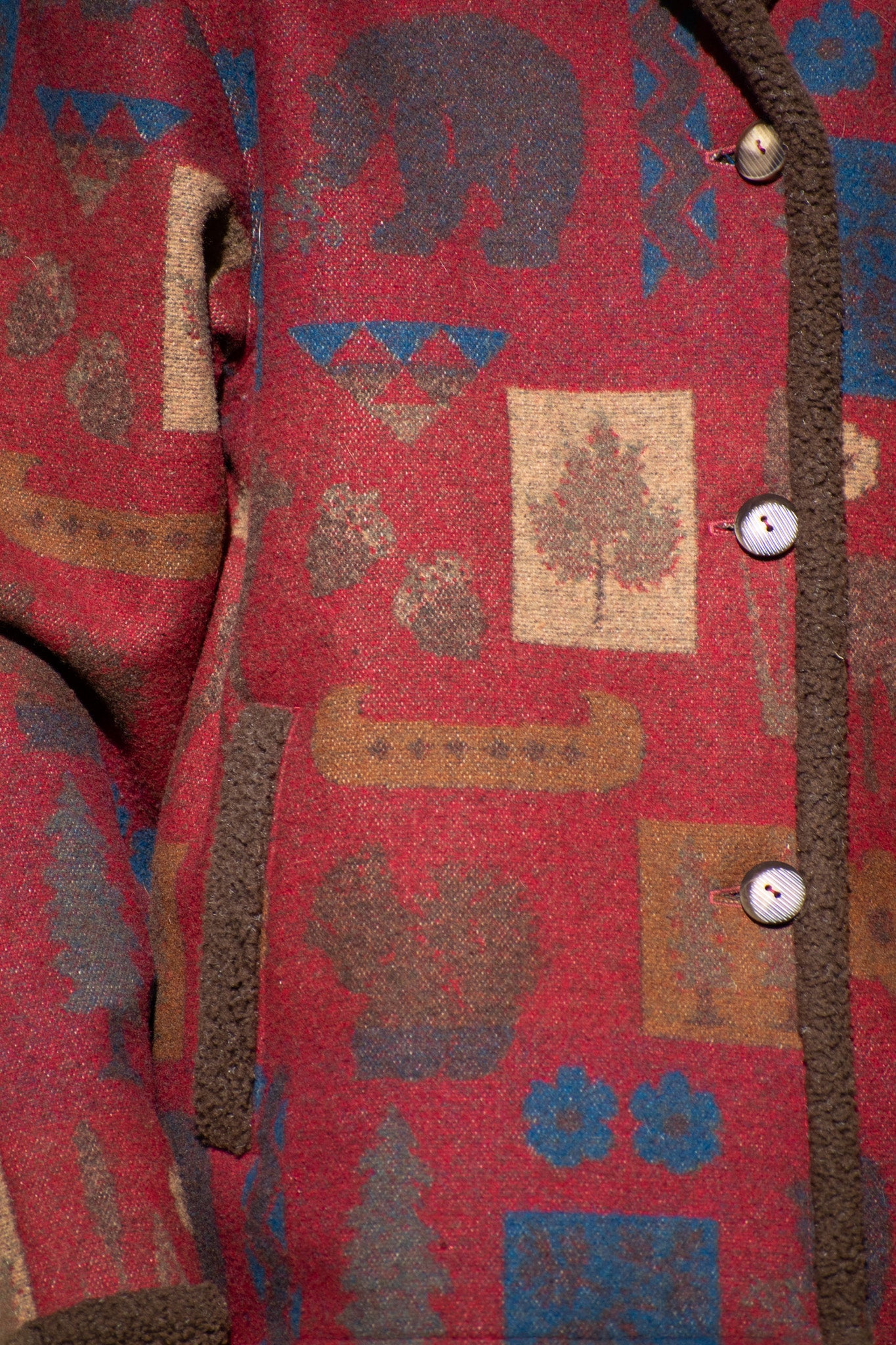Pendleton Originals Wool Jacket Large Made in USA Bear Pattern Western Coat Lodge