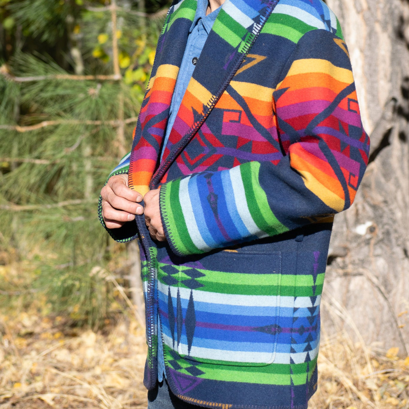 Pendleton Rainbow Wool Jacket Medium Made in USA Southwestern Aztec Coat