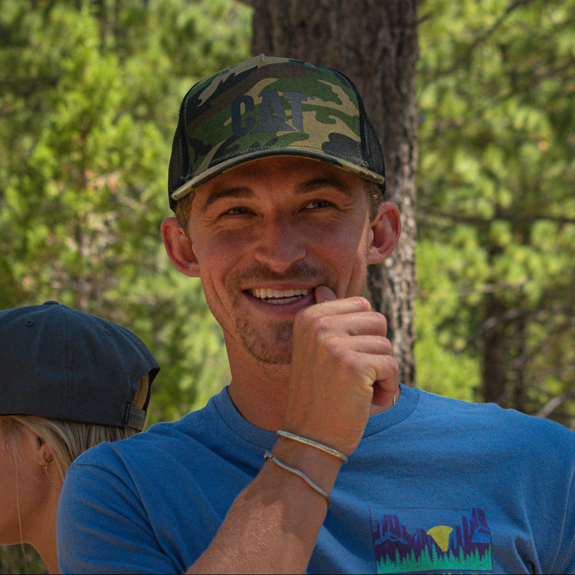 Trucker Cap with Cat Logo Color: Woodland Camo