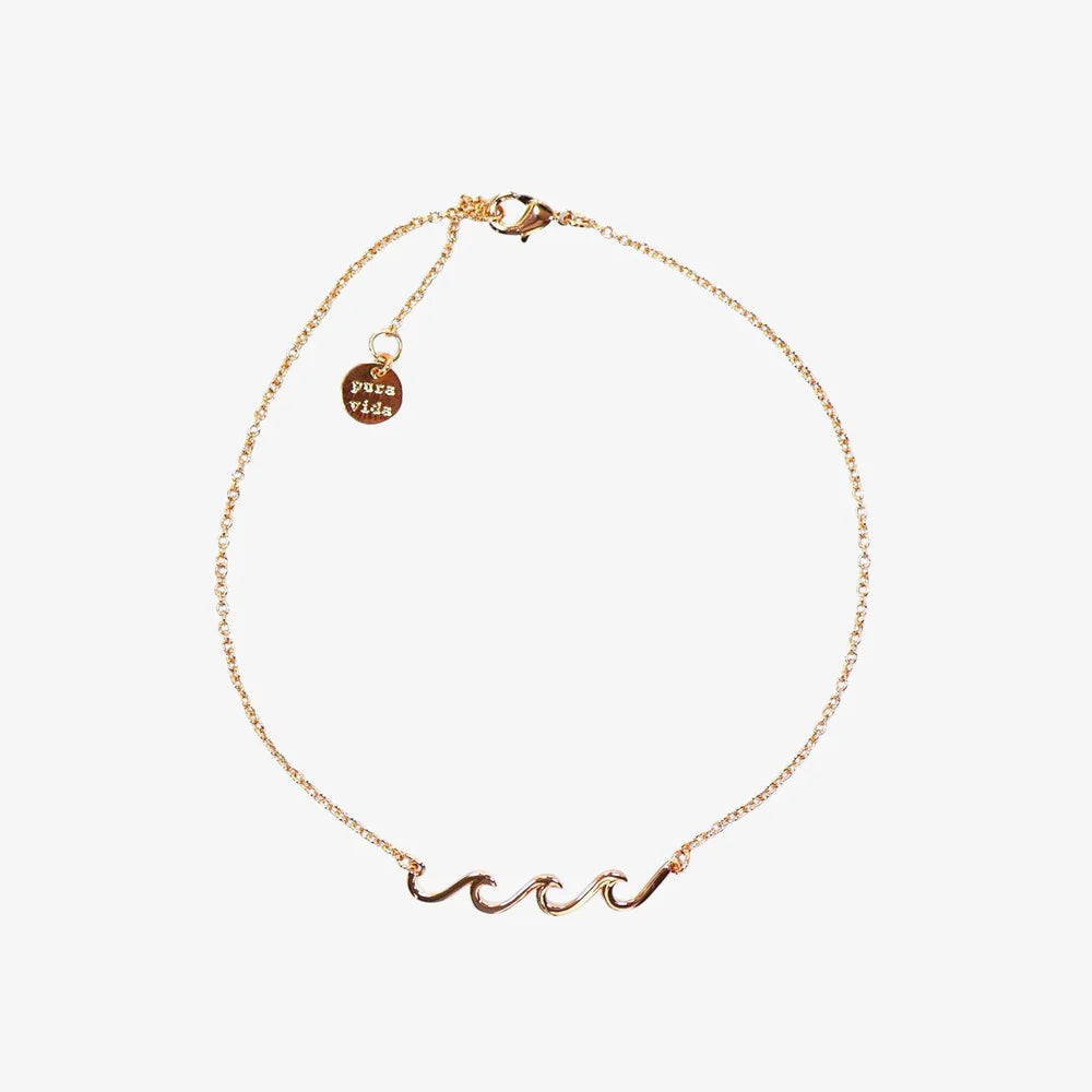 Pura Vida Pave Wave Anklet Rose Gold