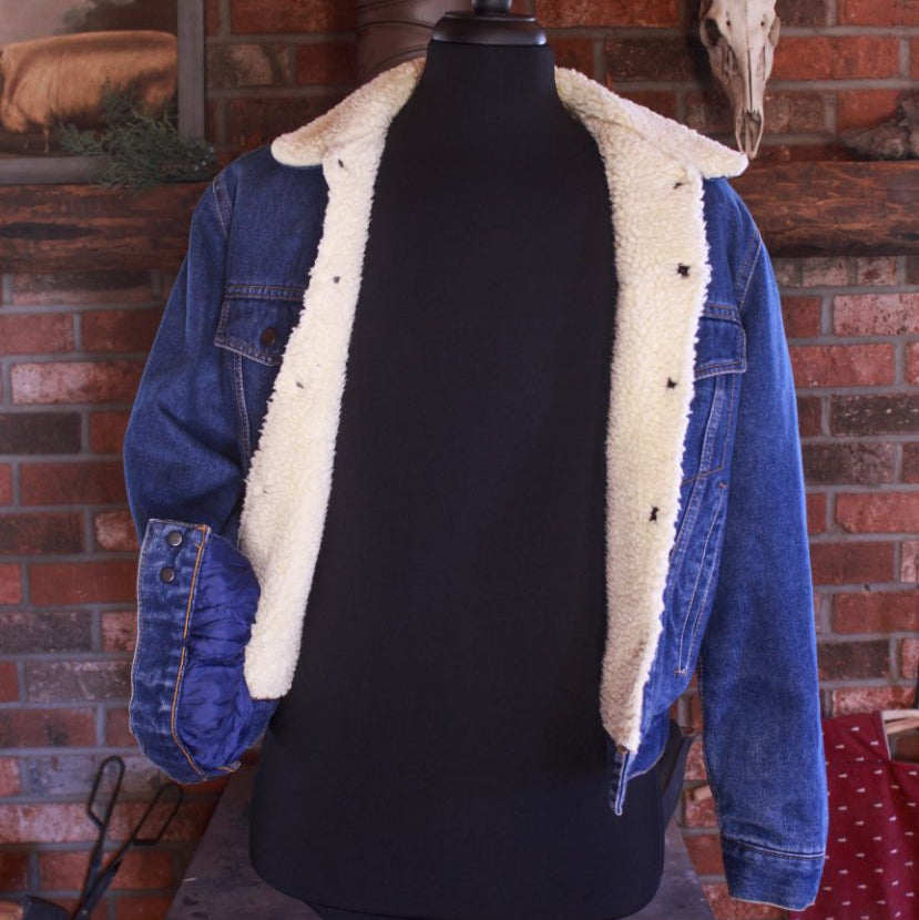 Diamond Double U Fleece Lined Denim Jacket