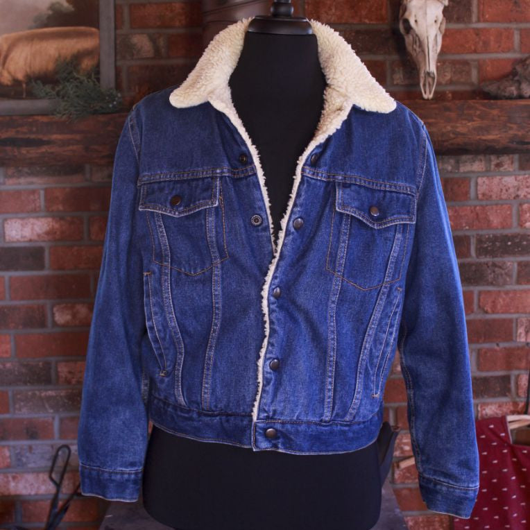 Diamond Double U Fleece Lined Denim Jacket