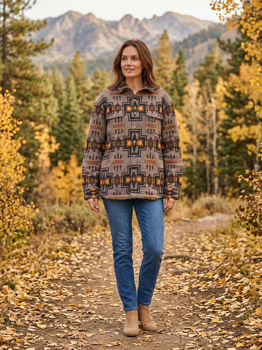Pendleton Sherpa-Lined Aztec Button-Up Jacket
