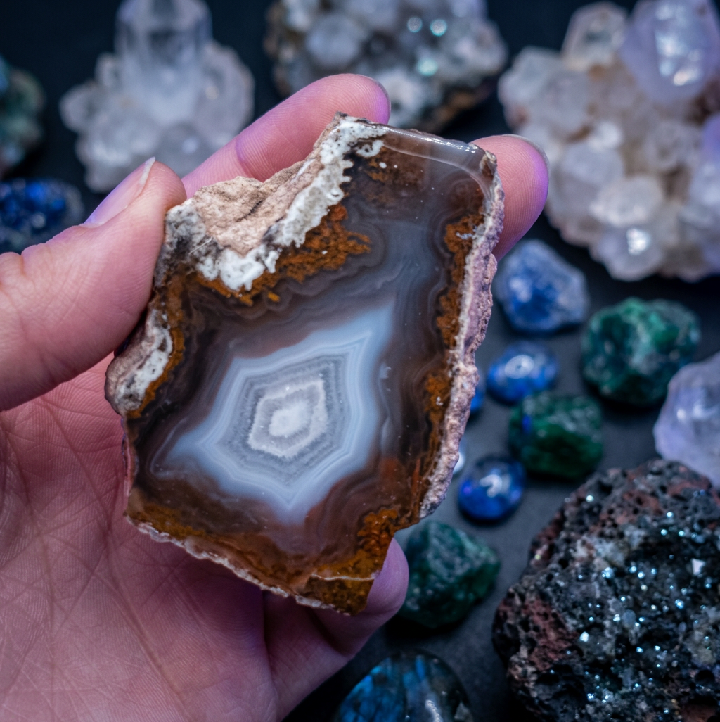 Blue and Red Banded Thunderegg Agate
