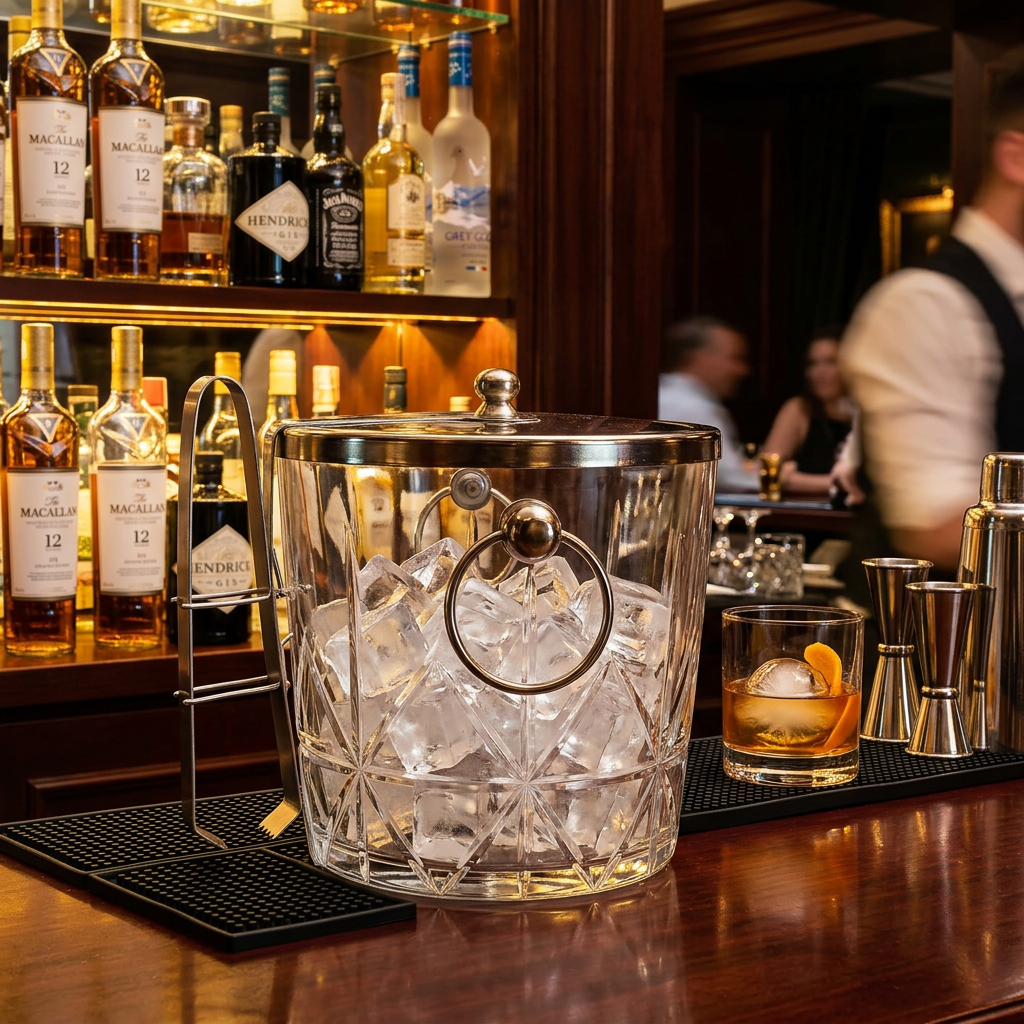 Glass Ice Bucket with Tongs
