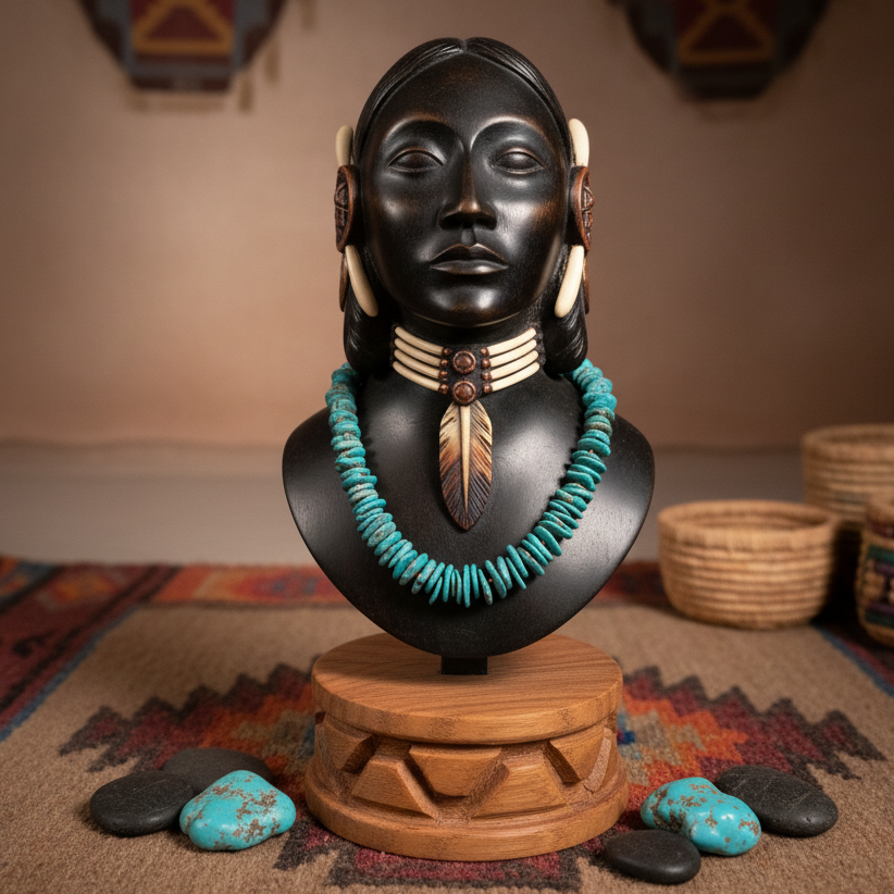 Unique Turquoise native Style Necklace with Toggle Clasp