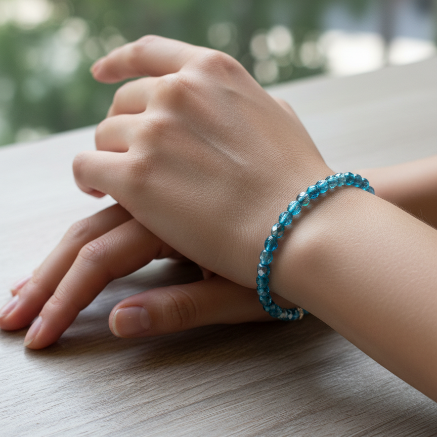 Teal Glass Beaded Stretch Bracelet