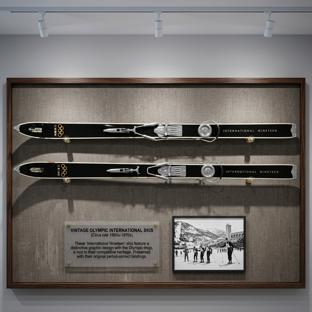 Vintage International Nineteen Olympic Insignia Mini Skis