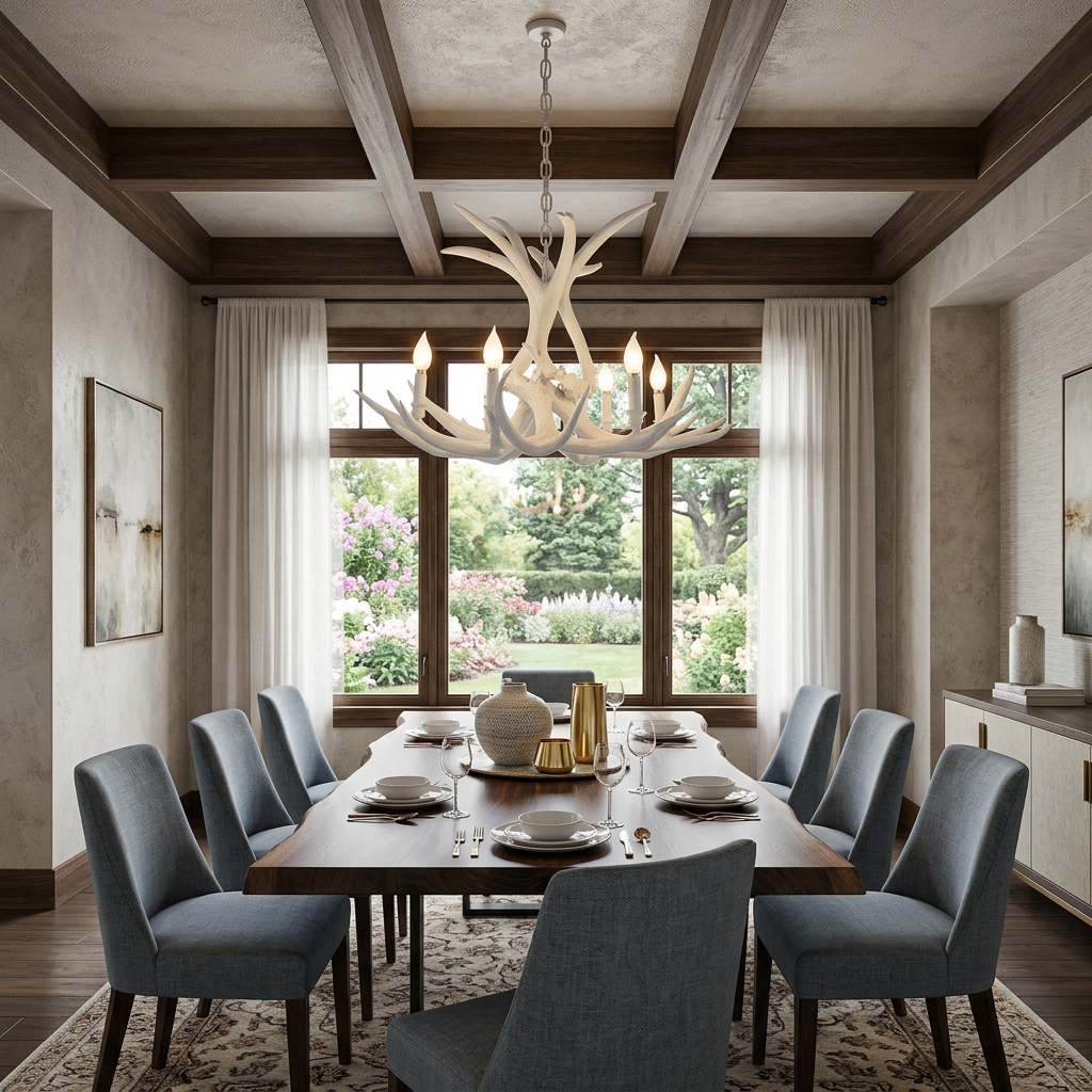 Elegant White Antler Chandelier