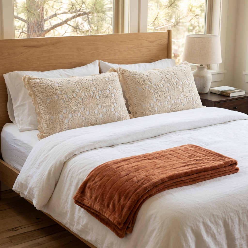 Crocheted Designed Pillowcase