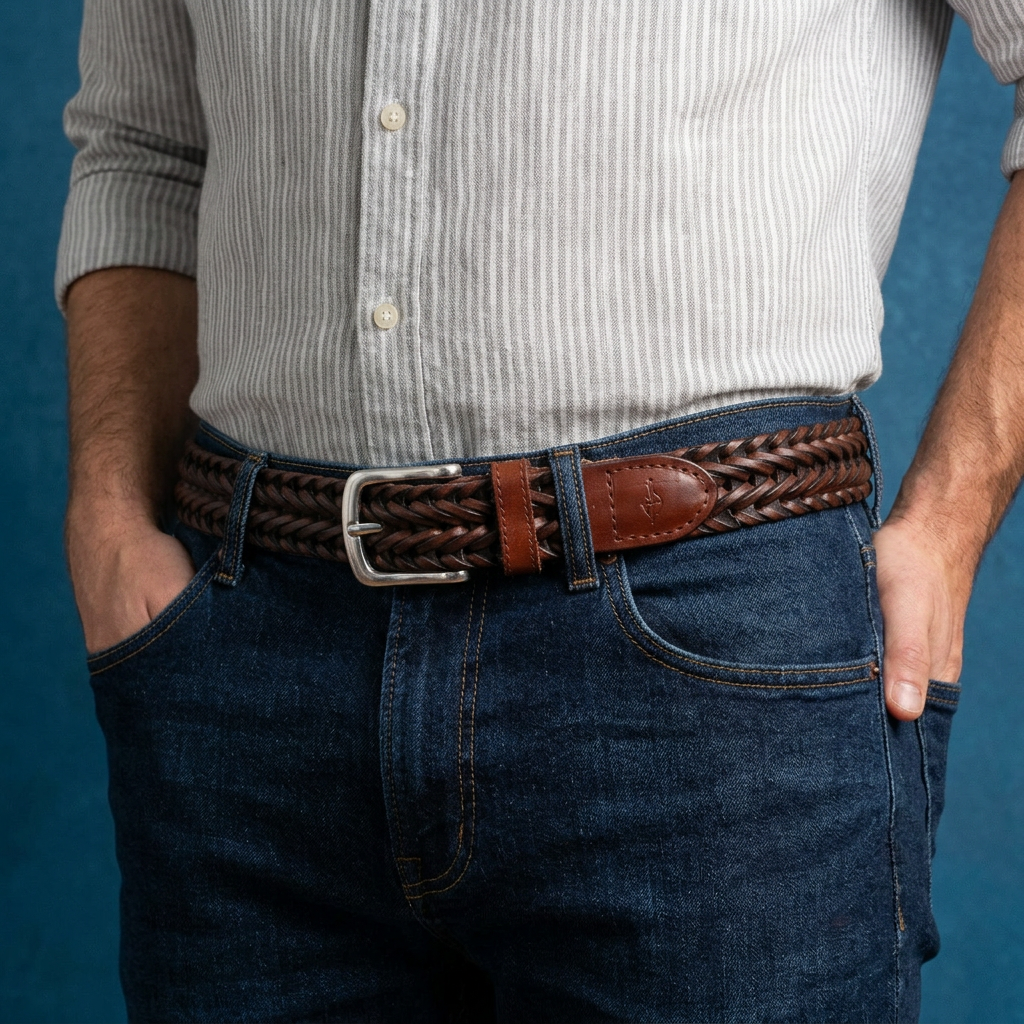 Dockers Brown Braided Leather Belt