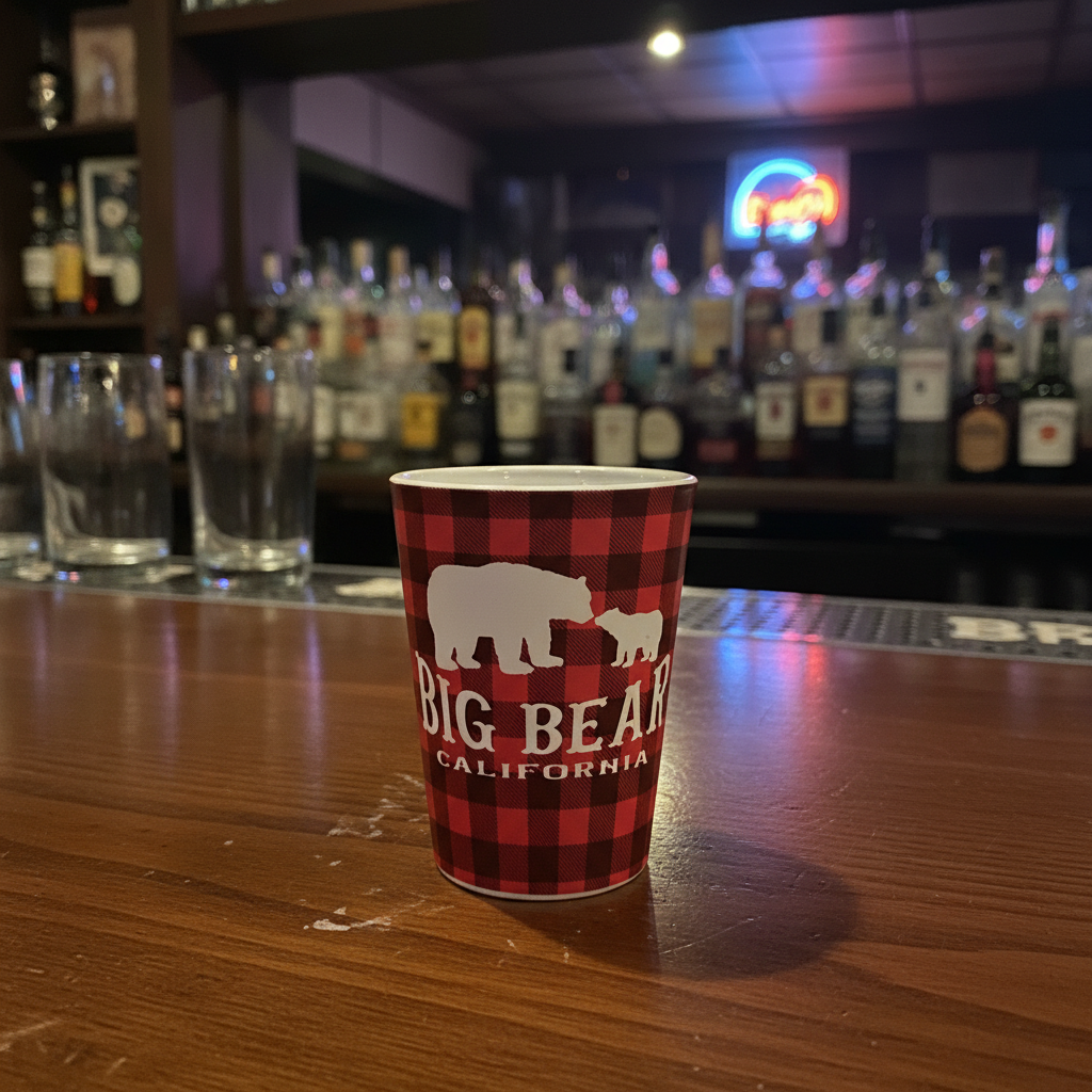 Big Bear California Red Buffalo Plaid Shot Glass
