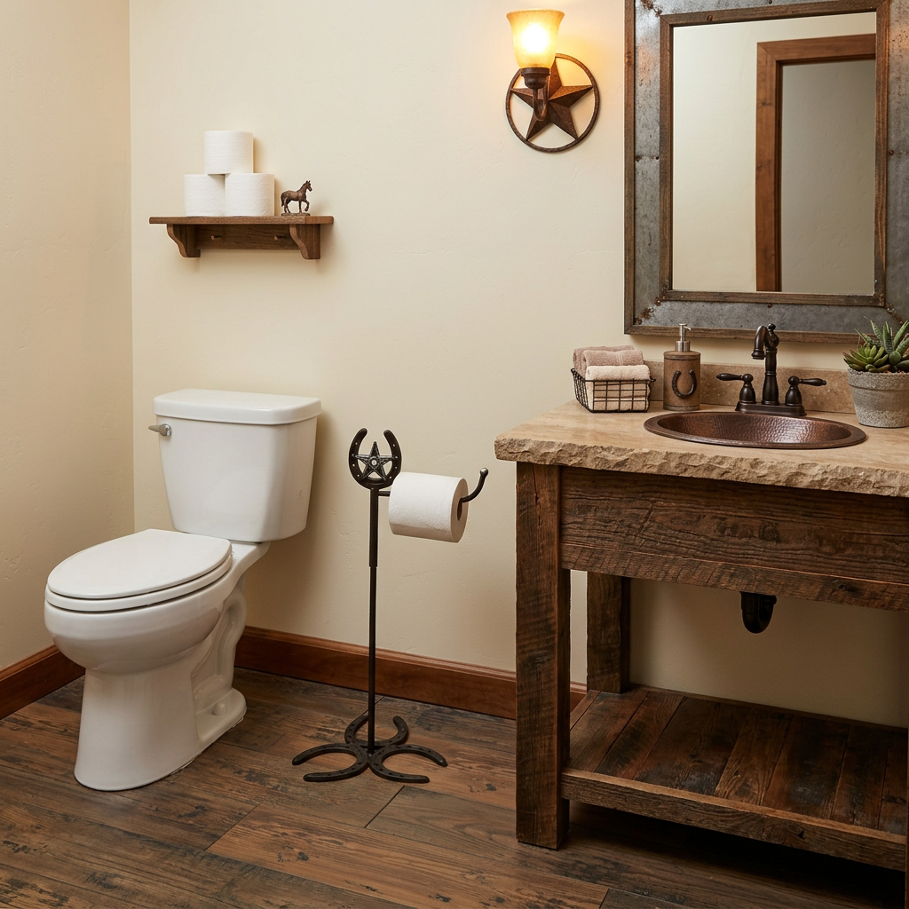 Equestrian Themed Horseshoe & Star Bathroom Toilet Paper Holder