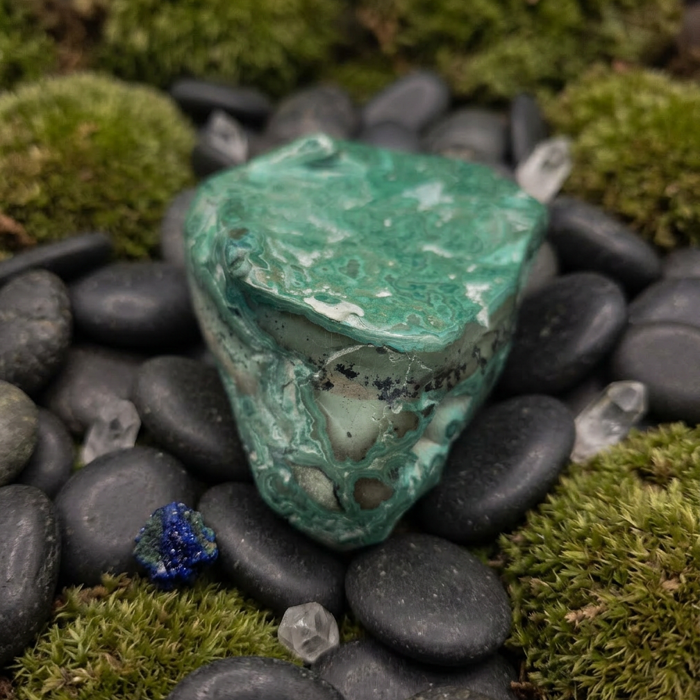 Polished Green Malachite with Swirls