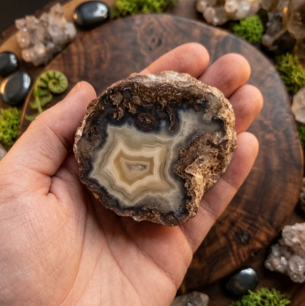 Amazing Laguna Agate Half Polished Stone