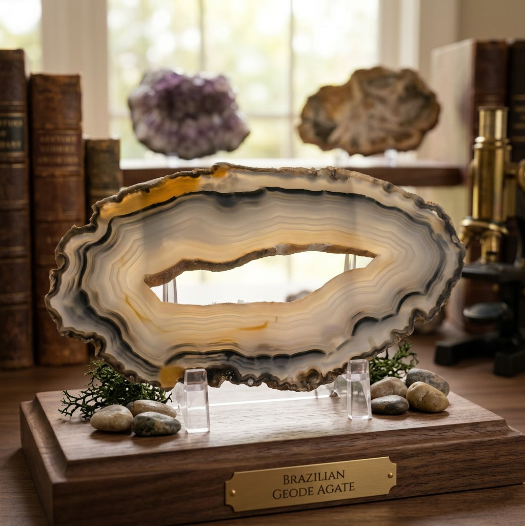 Polished Agate Geode Slice from Brazil