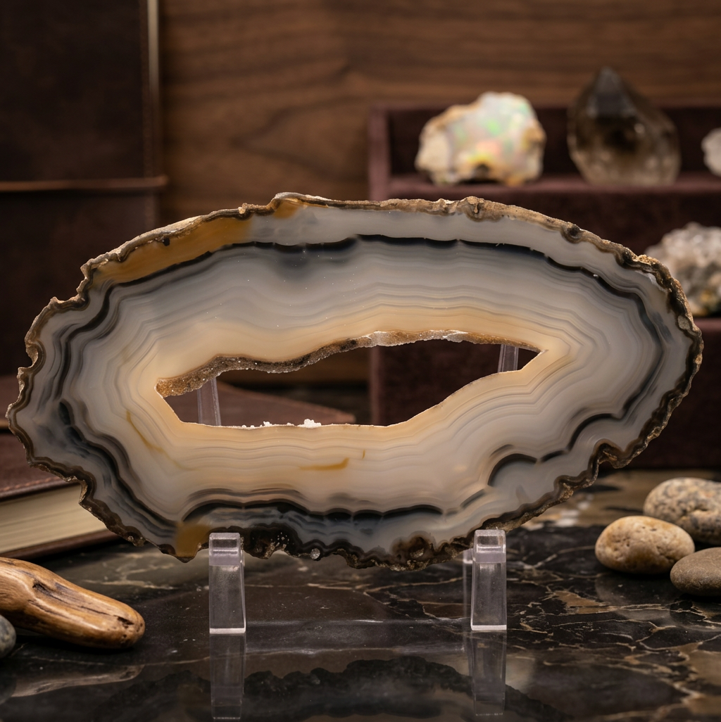 Polished Agate Geode Slice from Brazil