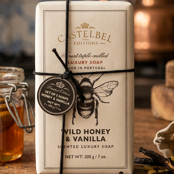 Castelbel Limited Edition Set of 2 Soaps Wild Honey & Vanilla Scented Luxury Soap