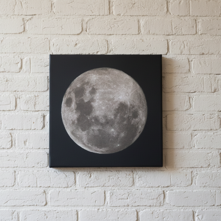 Marvelous Full Moon in Big Bear Lake 12inx 12in Canvas Print