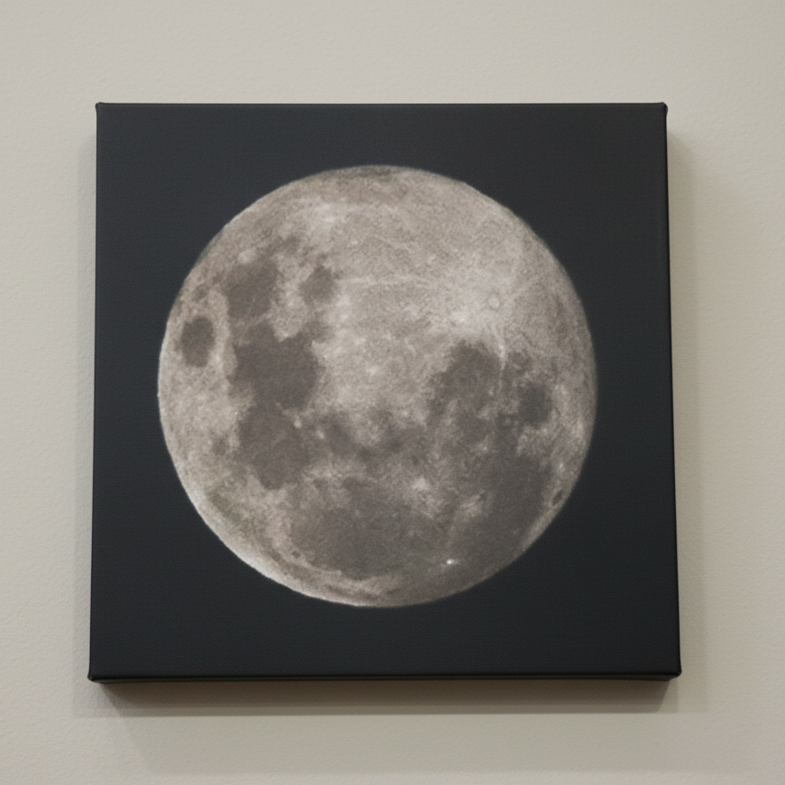 Marvelous Full Moon in Big Bear Lake 12inx 12in Canvas Print