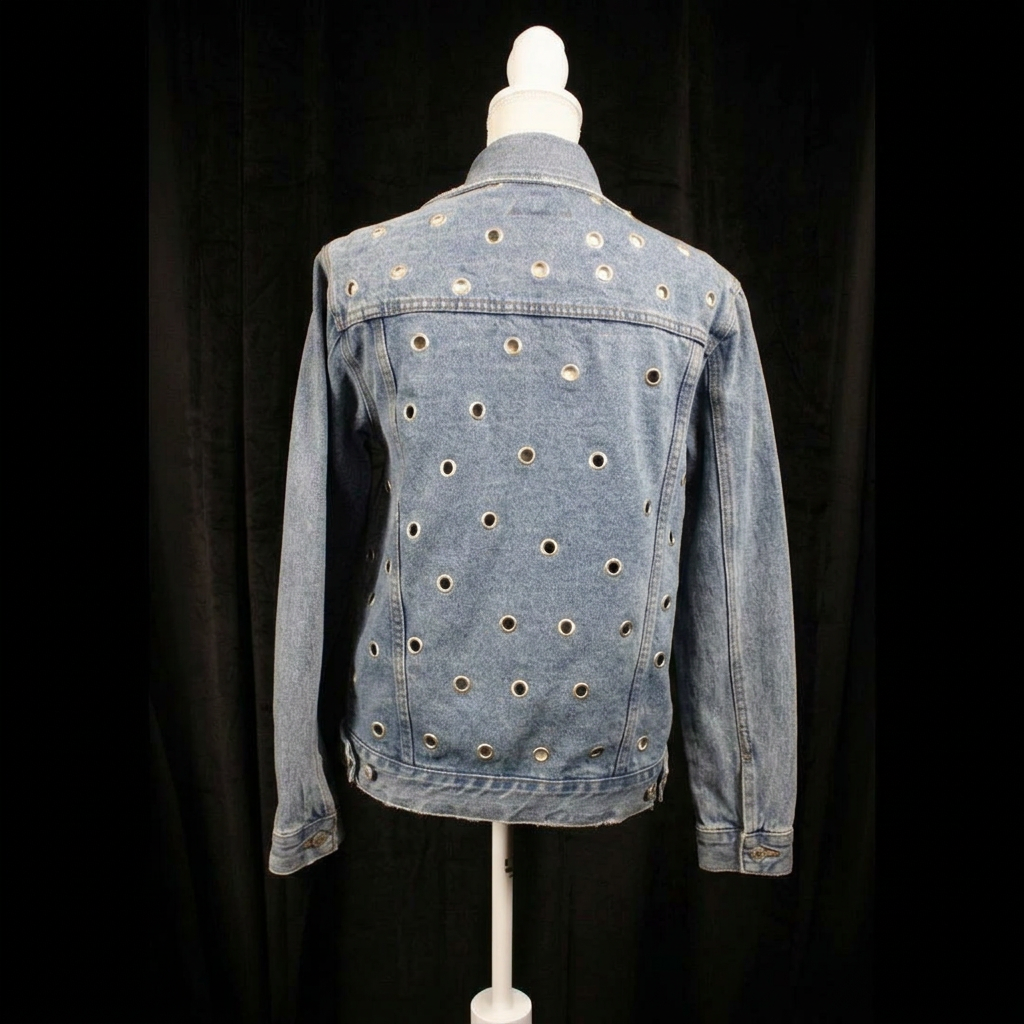 Signature 8 Custom Denim Jacket with Eyelets Covering The Back Panel Size S/M