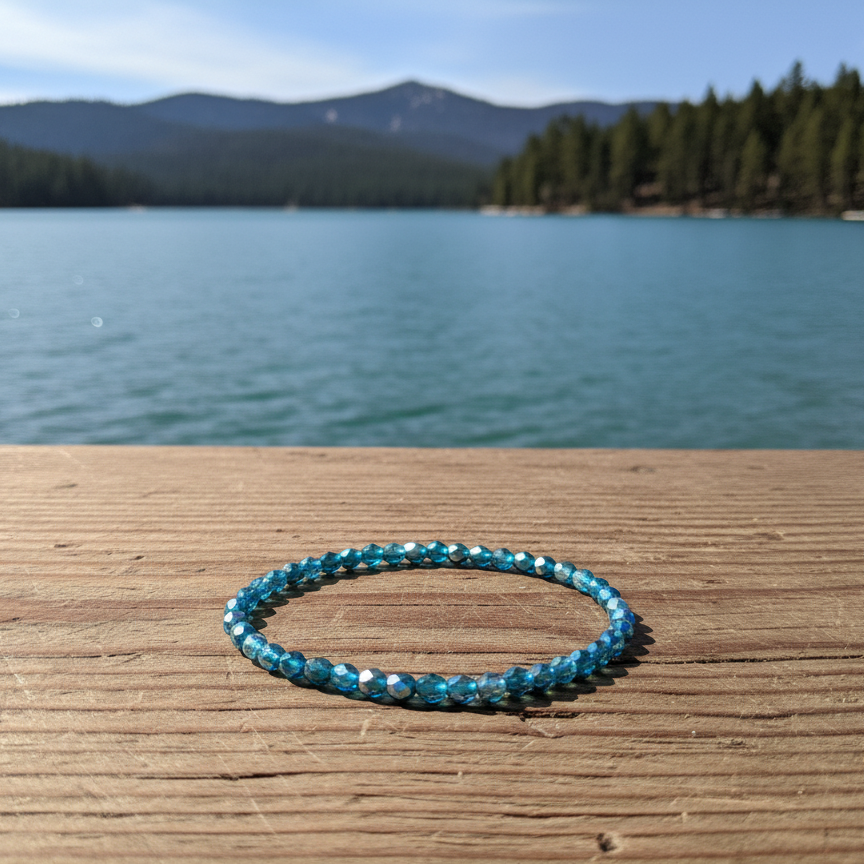 Teal Glass Beaded Stretch Bracelet